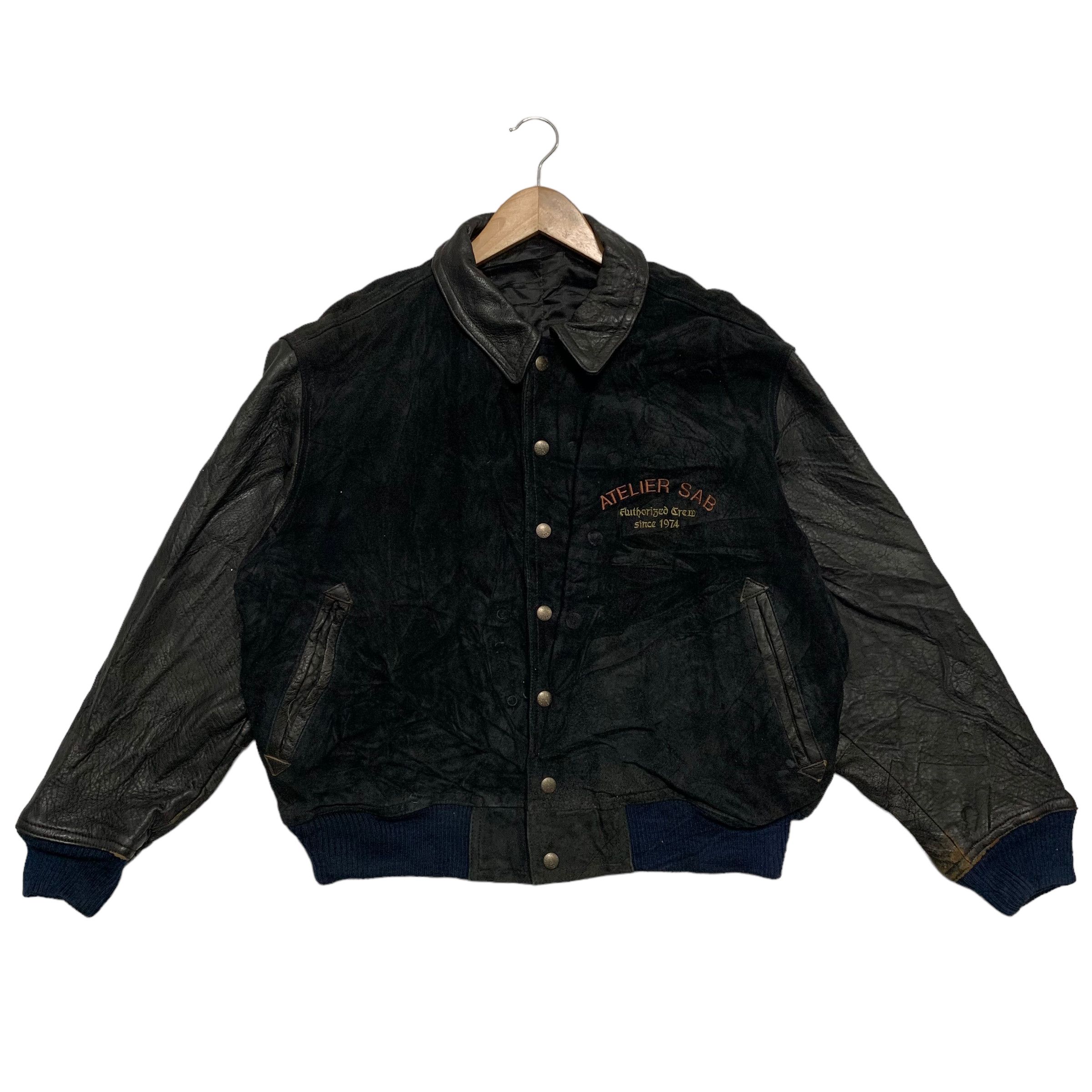 Japanese Brand Atelier Sab Leather Varsity Jacket Size US M / EU 48-50 / 2 - 2 Thumbnail