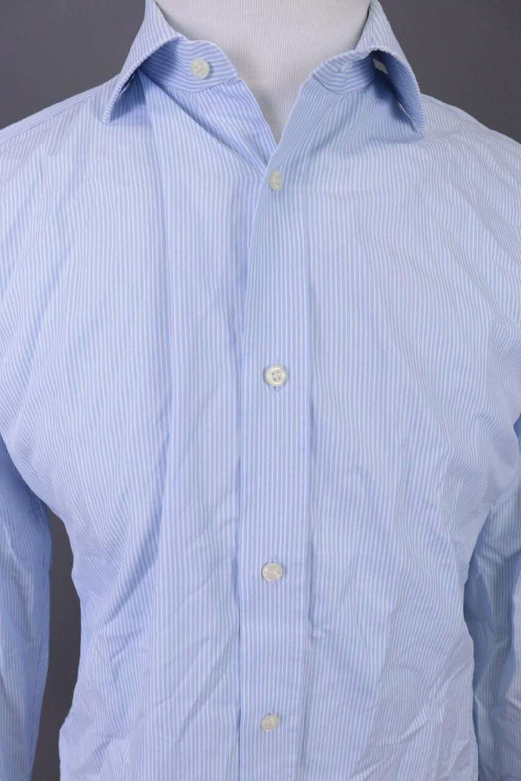 Designer Boggi Milano 2/100' Doppio Ritorto Blue Shirt Size 39 / 15 Size US M / EU 48-50 / 2 - 8 Thumbnail