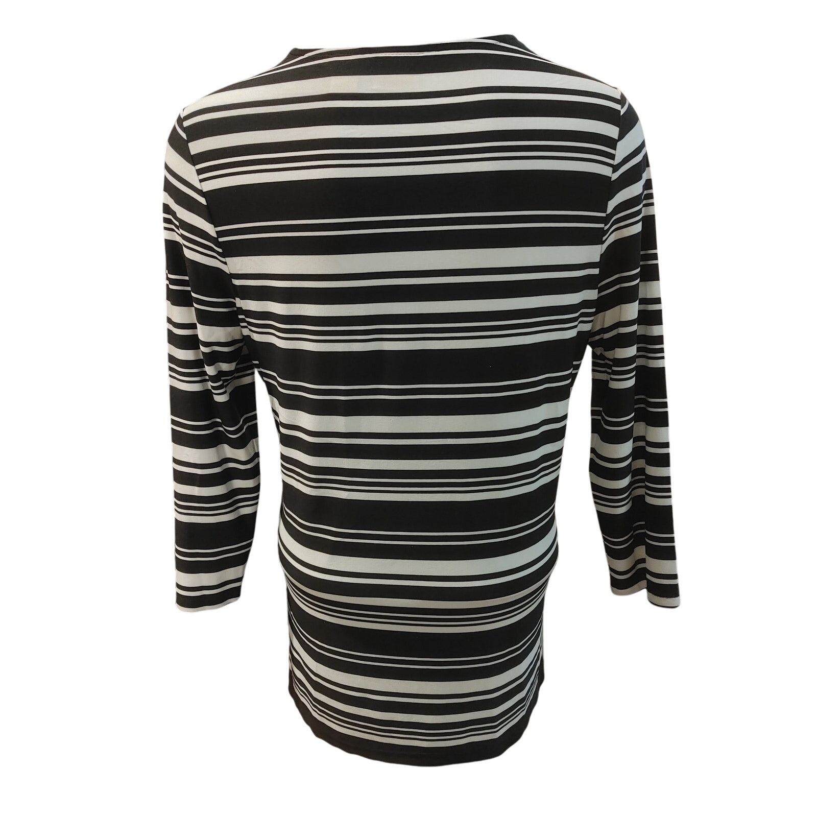 Chicos Chico's Women's 1 Black/White Stripe Faux Wrap Blouse Size M / US 6-8 / IT 42-44 - 2 Thumbnail