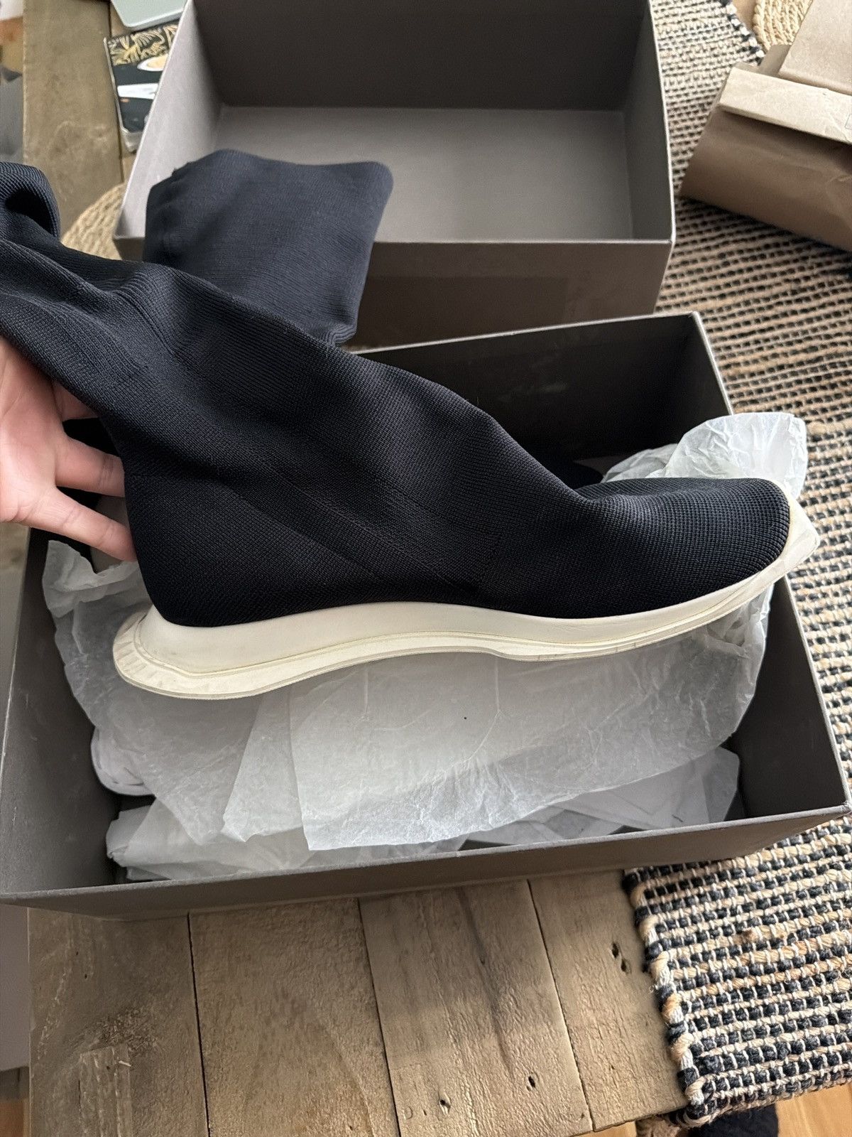 Rick Owens Drkshdw Rick Owens DRKSHDW Black Sock Sneakers (size 42) Size US 9 / EU 42 - 6 Thumbnail
