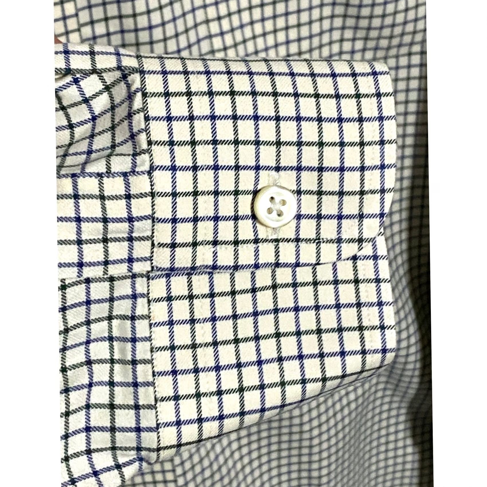 Lands' End Lands' End Dress Shirt Mens 16 Button-Down Check Cream Casual Workwear Preppy Classic Career Shirt Size 42R - 6 Thumbnail