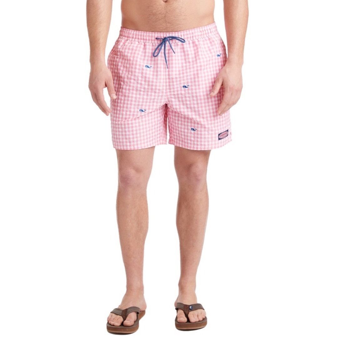 Vineyard Vines Vineyard Vines Mens XL Red & White Gingham Whale Print Swim Size US 44 / EU 60 - 5 Thumbnail