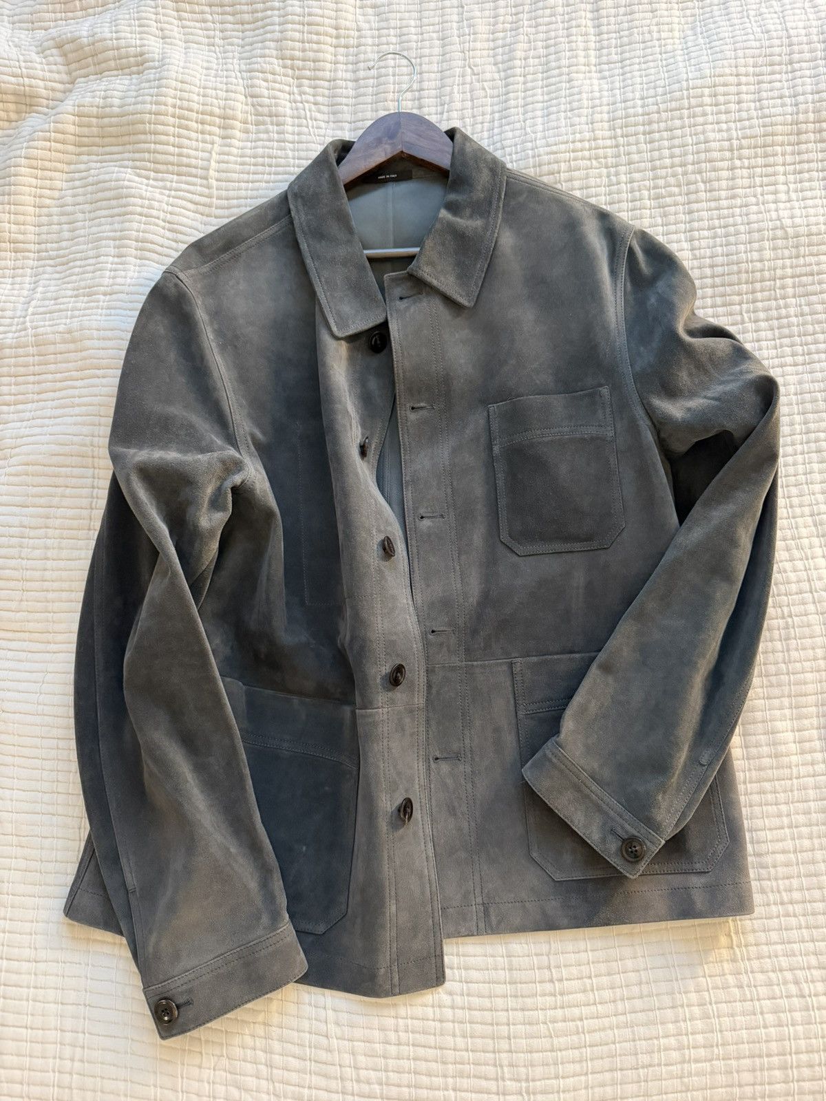 Tom Ford 8880USD Anthracite Suede Chore Jacket Size US L / EU 52-54 / 3 - 5 Thumbnail
