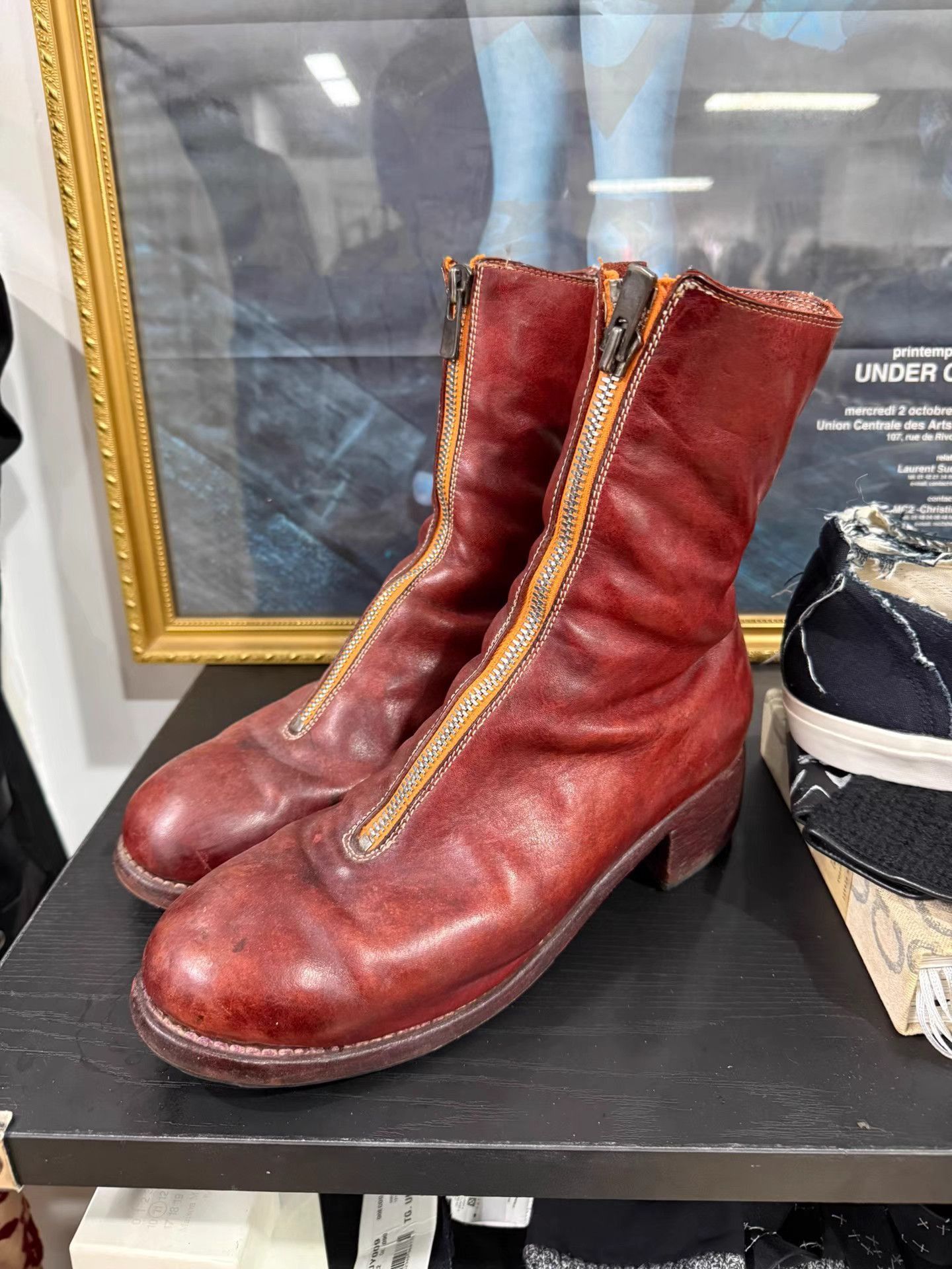 Guidi Red Leather Zip-Up Boots Size 9 Size US 9 / EU 42 - 1 Thumbnail
