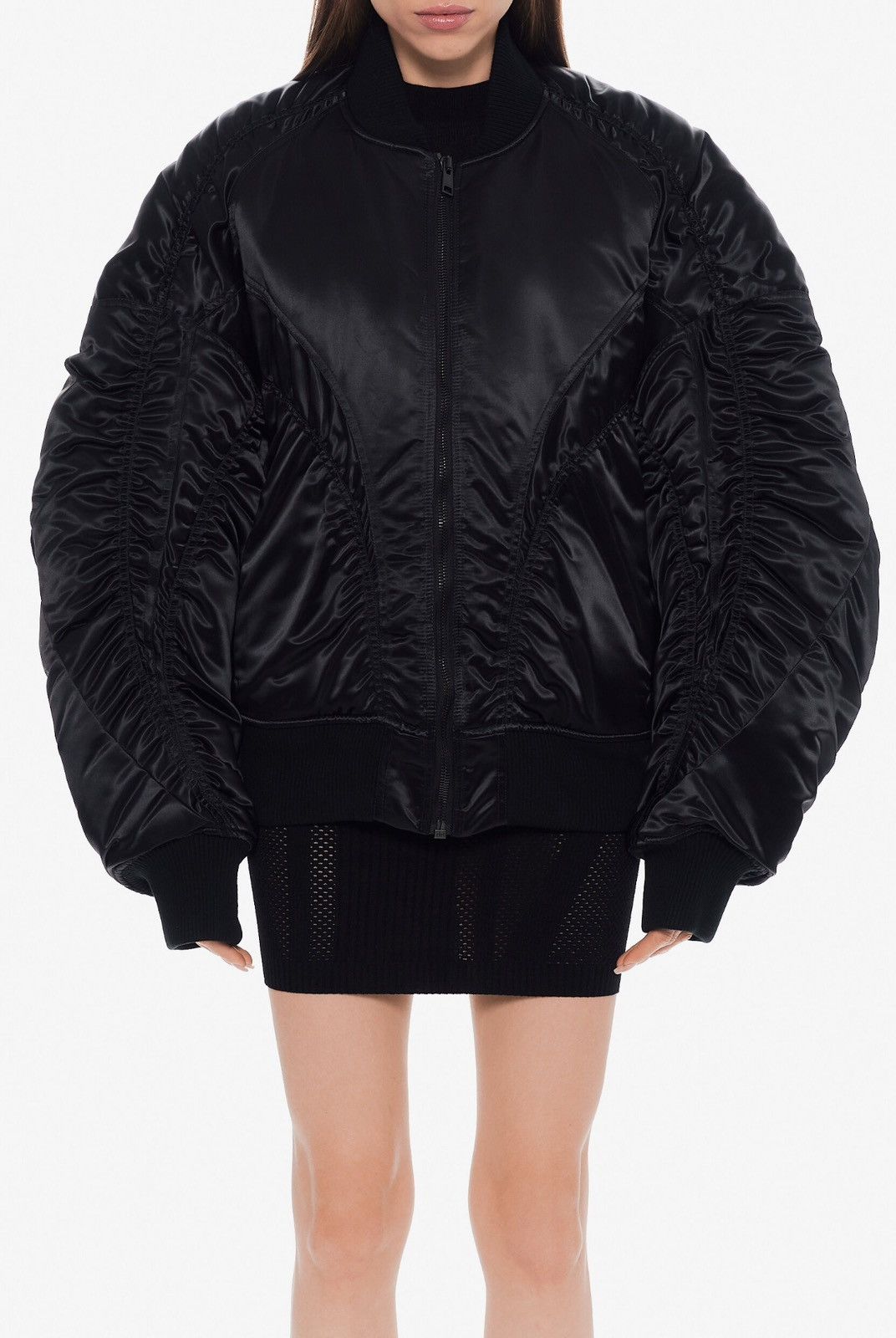 Mugler Last Size Mugler FW24 Satiny Black Bomber Jacket Size XS / US 0-2 / IT 36-38 - 1 Thumbnail