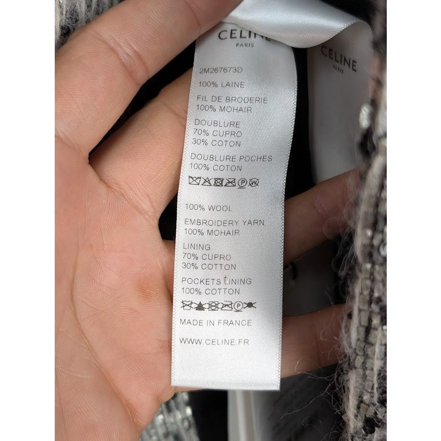 Celine o1rshd1 Hand Woven Wool Coat Jacket in Grey/Black Size US M / EU 48-50 / 2 - 16 Thumbnail