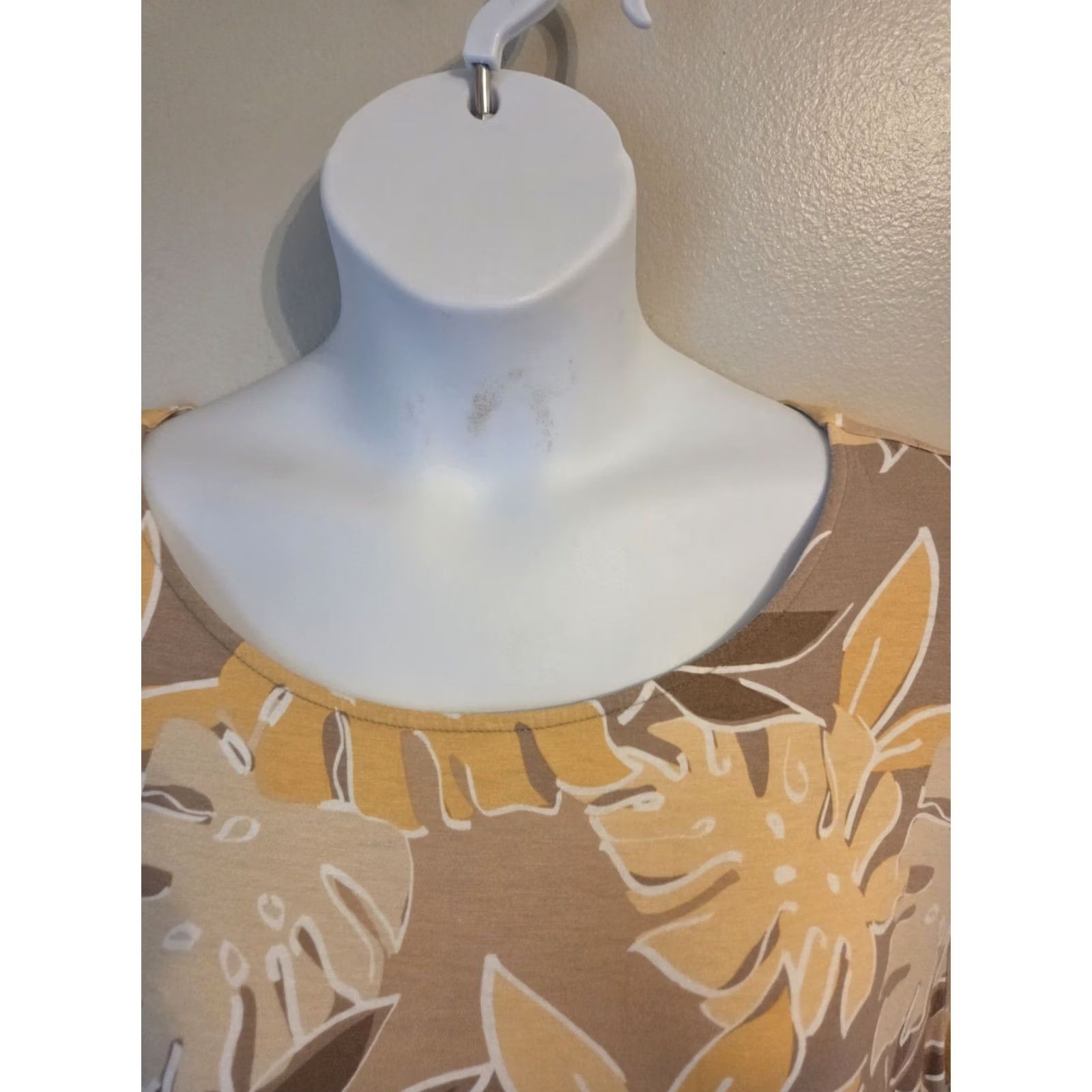 Vintage Ruby Rd Woman Yellow Light Brown Floral Leaf Print Asymmetrical Hem Tunic Top 3X Size XXL / US 16-18 / IT 52-54 - 2 Thumbnail