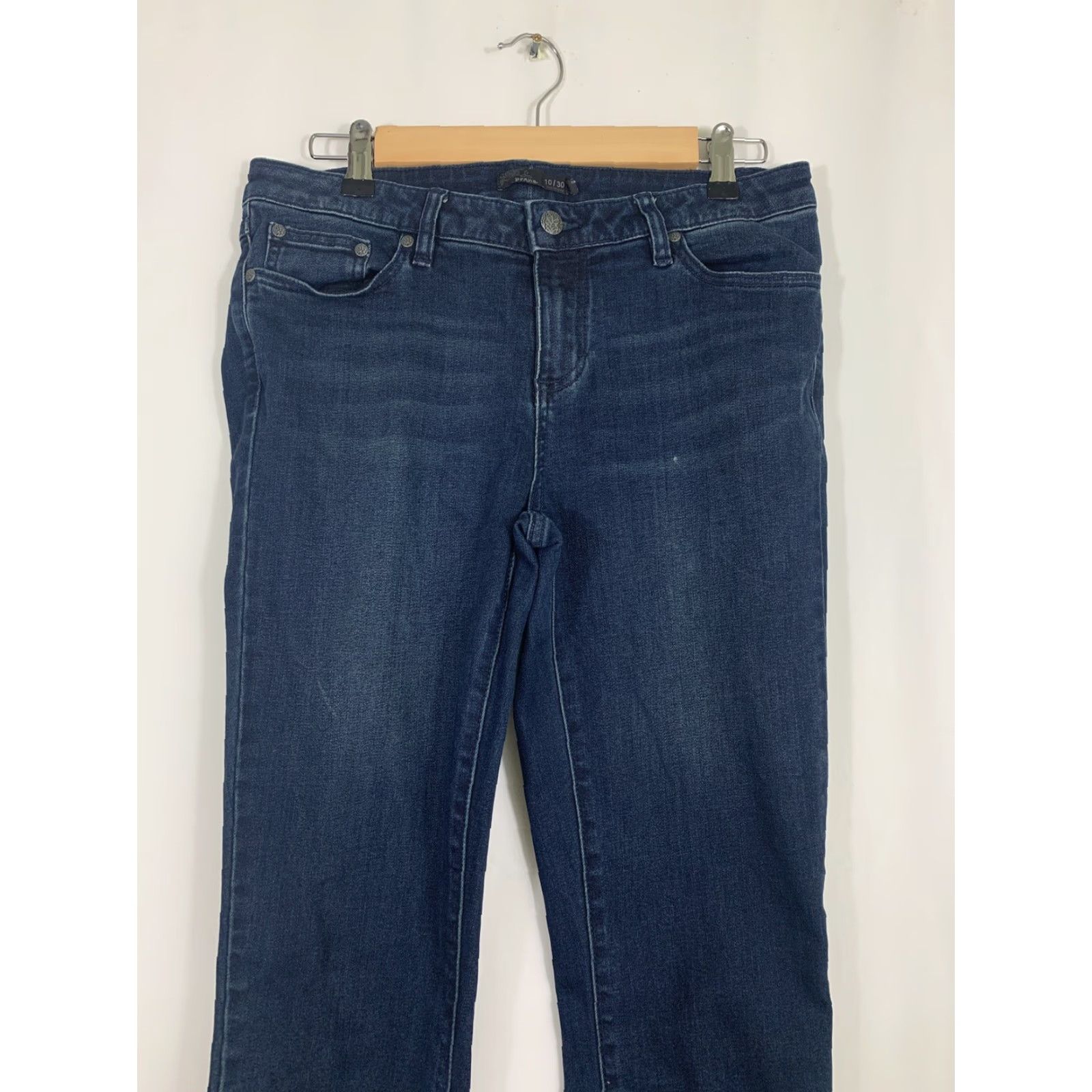 Prana VINTAGE Prana Jeans London Skinny Regular Mid Rise Dark Indigo Blue Denim 10 Womens Boys Girls? Size 32" / US 10 / IT 46 - 3 Thumbnail
