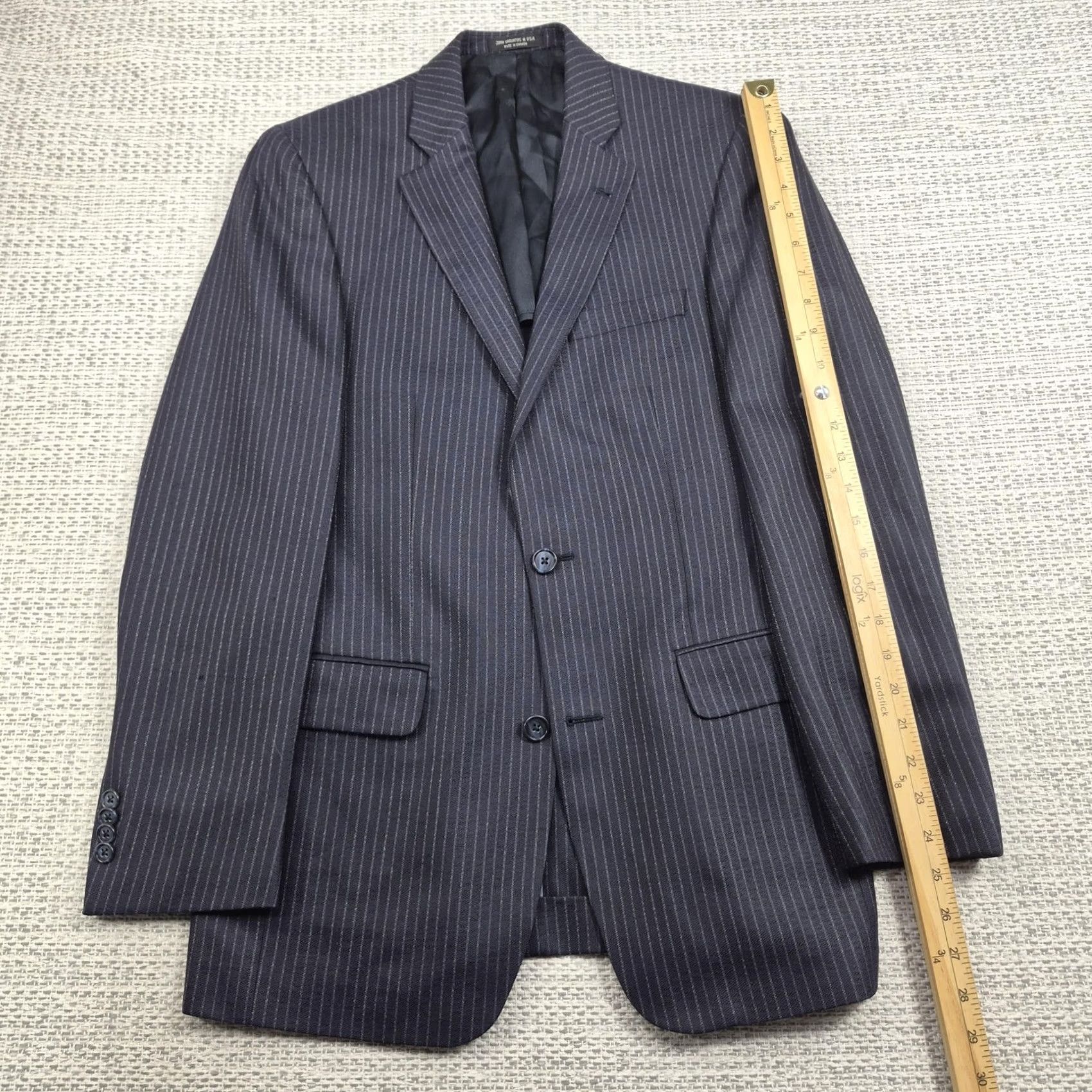 John Varvatos John Varvatos Suit Jacket Mens 36R Blue Pinstripe Wool Two Button Made In Canada Jacket Front Button Style: Two-Button Size 36R - 4 Thumbnail