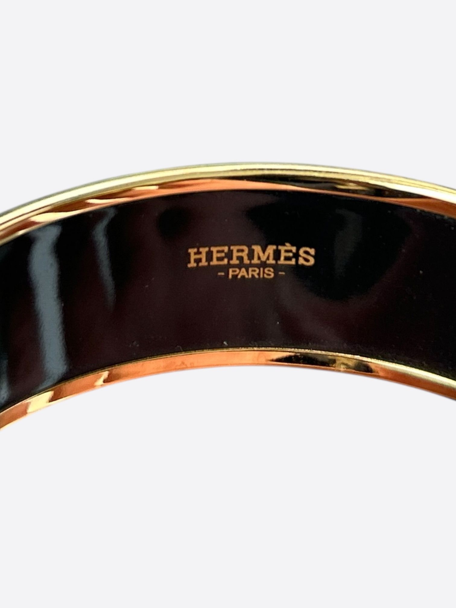Hermes Hermes Gold & Black Enamel Horse Motif Bangle Size ONE SIZE - 3 Thumbnail
