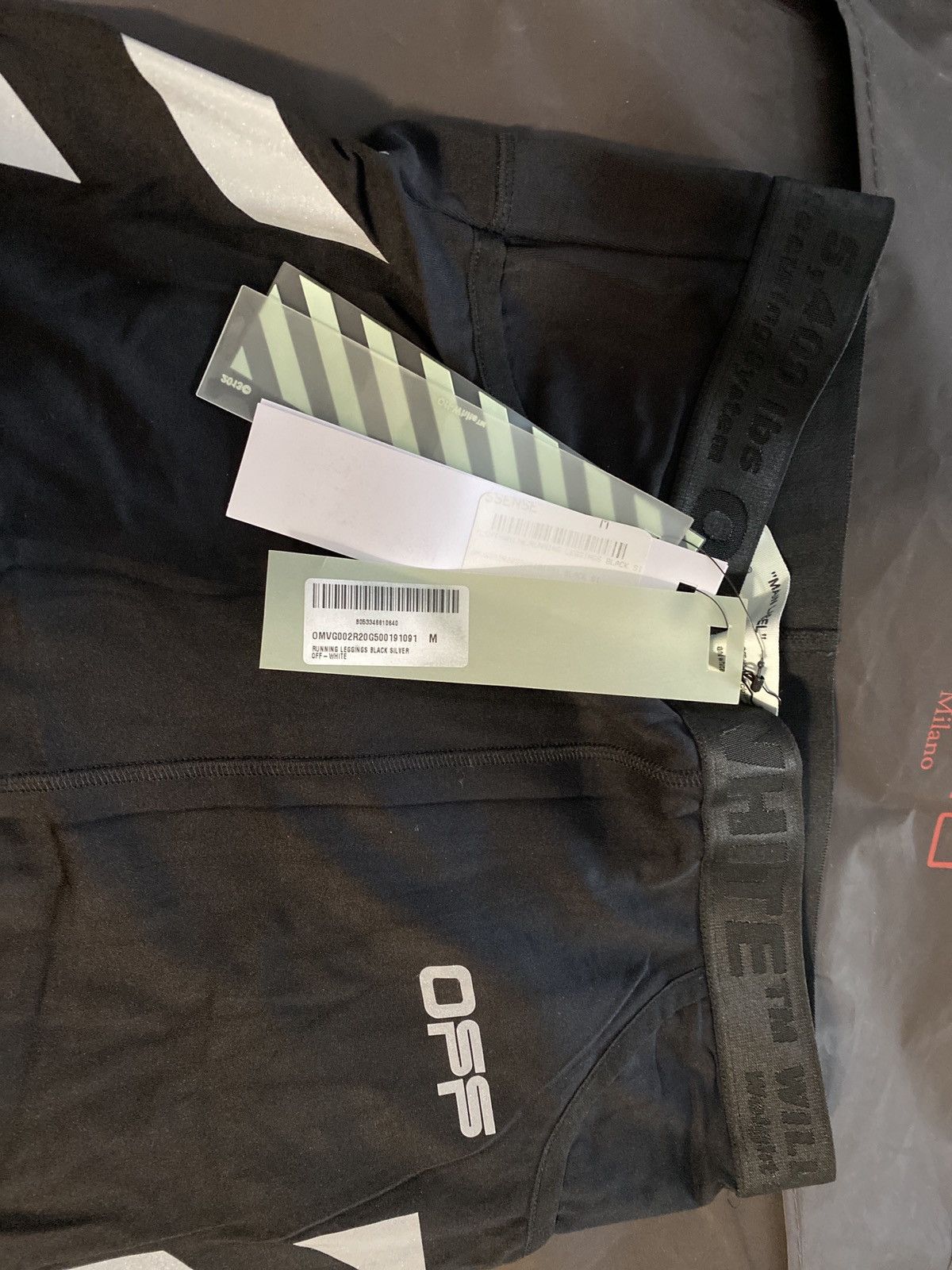 Off-White × Virgil Abloh Off-White Running Leggings Black Silver Size US 33 - 12 Thumbnail
