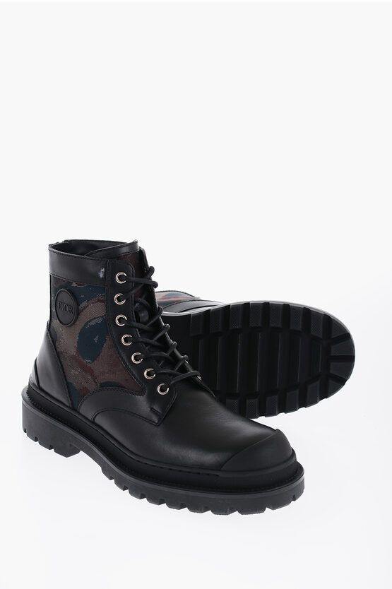 Dior Leather and Fabric CAMO Combat Boots Size US 9 / EU 42 - 1 Thumbnail