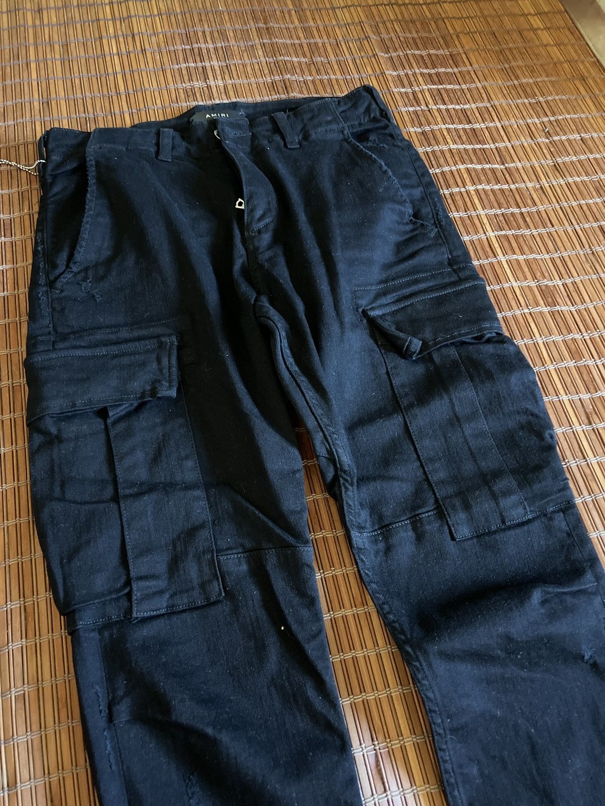 Amiri Mike Amiri Black Cargo Denim Tapered jeans with pockets Size 27" / US 4 / IT 40 - 1 Thumbnail