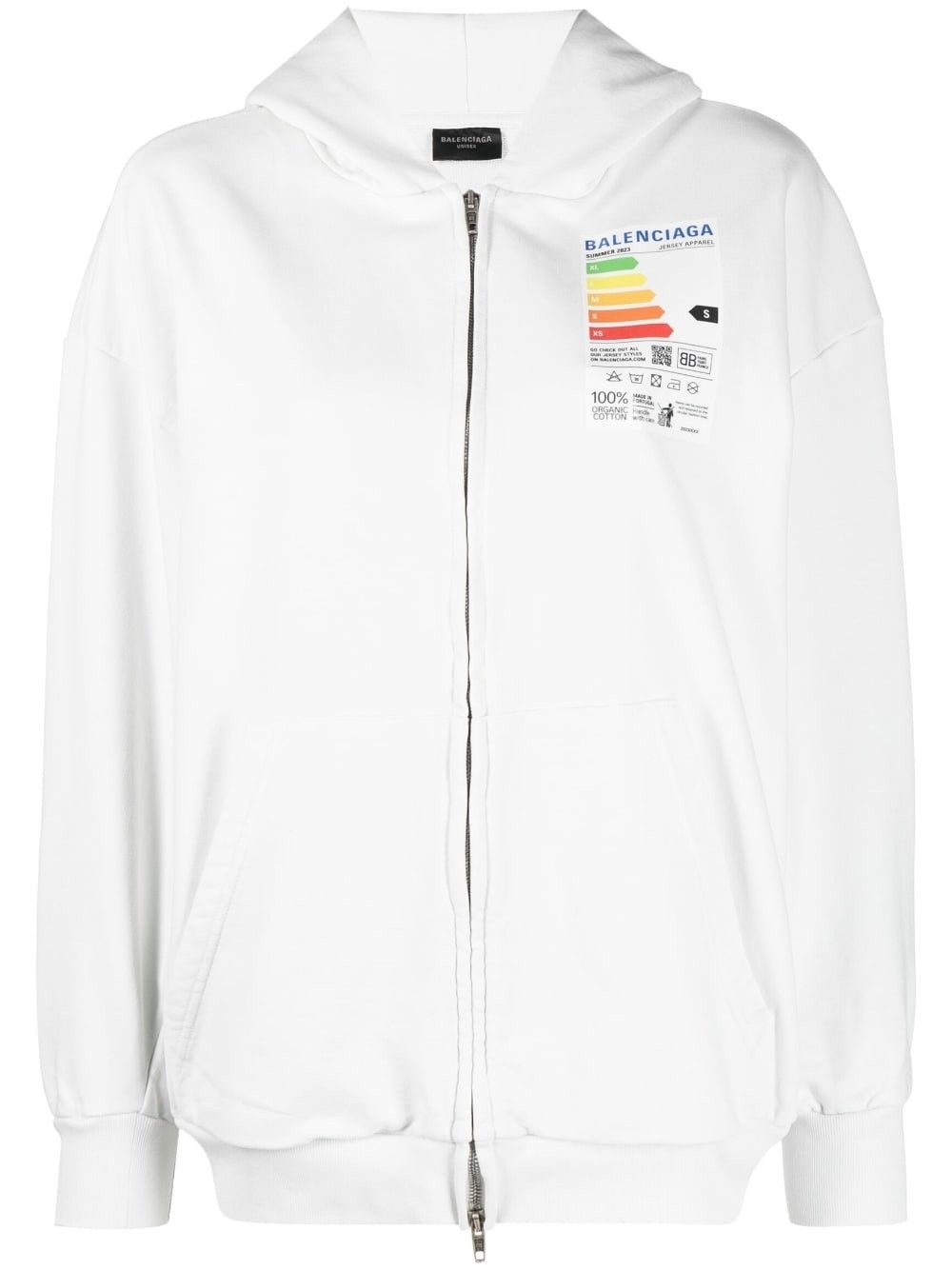 Balenciaga o1mt1gz0125 Energy Label Zip-Up Hoodie Small Fit in White Size XXL / US 16-18 / IT 52-54 - 1 Thumbnail