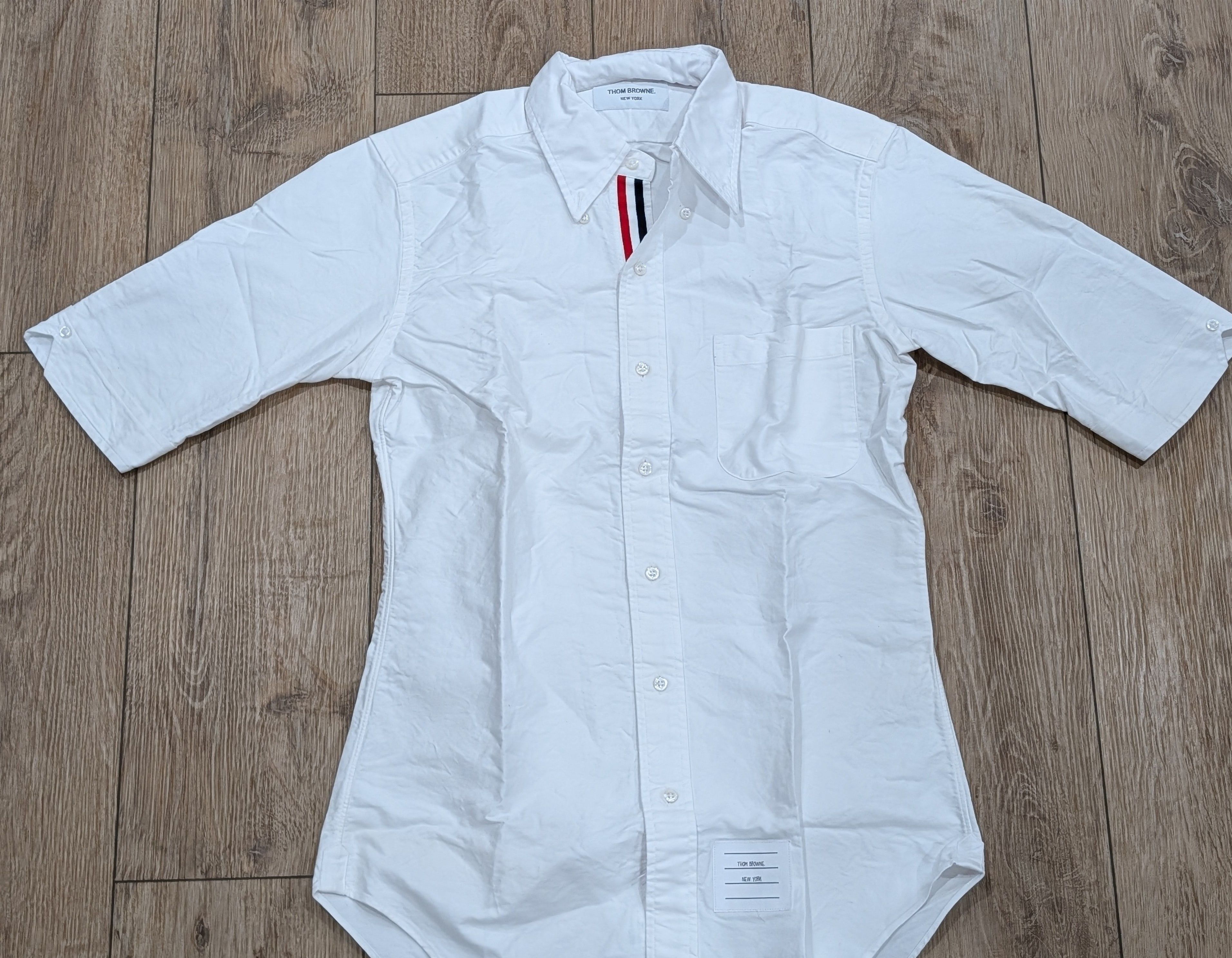 Thom Browne THOM BROWNE Longline SS Button Up Shirt White 1 - Small Size US S / EU 44-46 / 1 - 1 Thumbnail