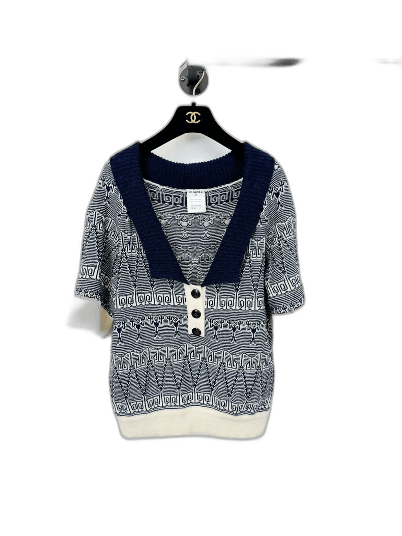 Chanel Knit Top with Pattern and Buttons
