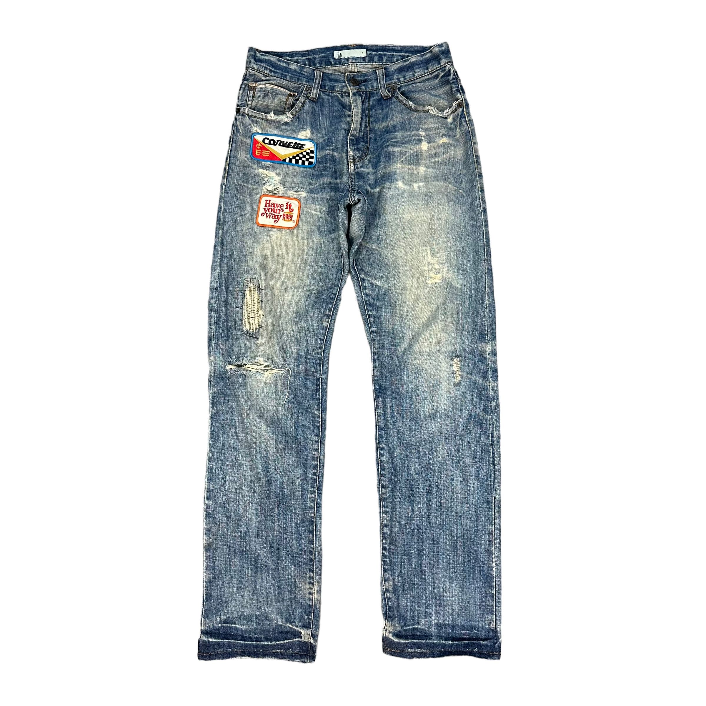 Global Work GLOBAL WORK TRASHED SELVEDGE DENIM PANT #8848-031 Size US 29 - 1 Thumbnail