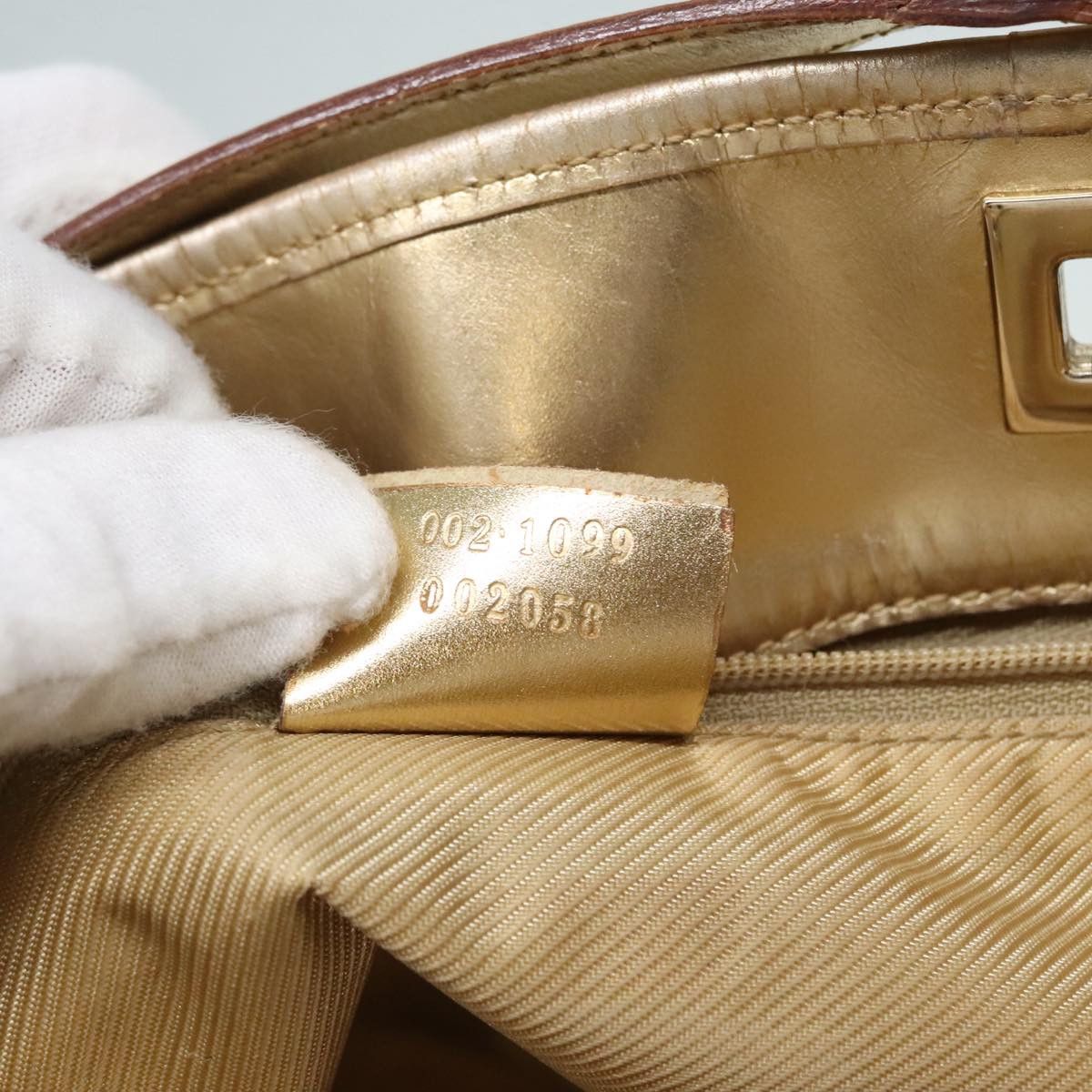 GUCCI GG Canvas Shoulder Bag Gold Tone Gold 0021099