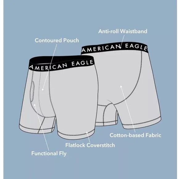 American Eagle Outfitters AEO Solid 6 Classic Regular Boxer Briefs  Underwear 3 Pack