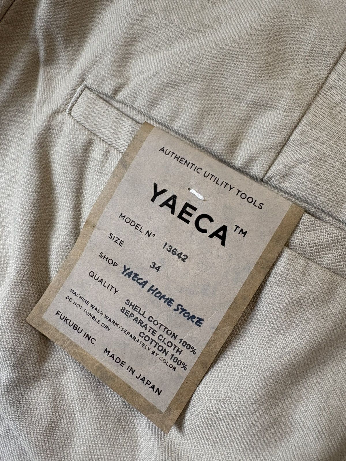 YAECA Made In Japan Cotton Chinos Size US 34 / EU 50 - 7 Thumbnail