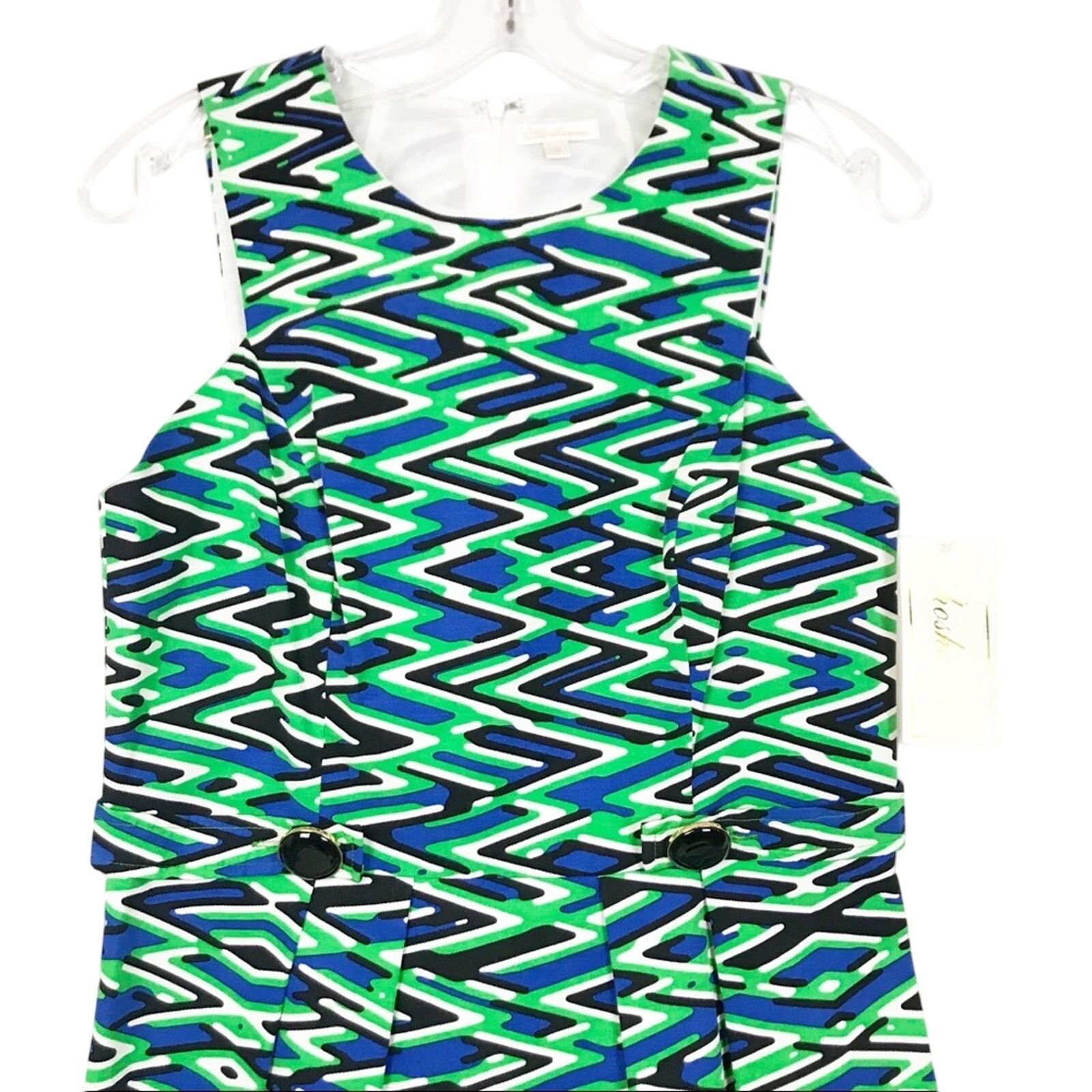 Other Shoshanna Silk Zig Zag Green Sheath Dress sz 8 Size M / US 6-8 / IT 42-44 - 2 Thumbnail