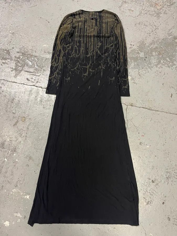 Jean Paul Gaultier FW1998 Jean Paul Gaultier Olive Blood Drip Velvet Long Dress Size M / US 6-8 / IT 42-44 - 5 Thumbnail