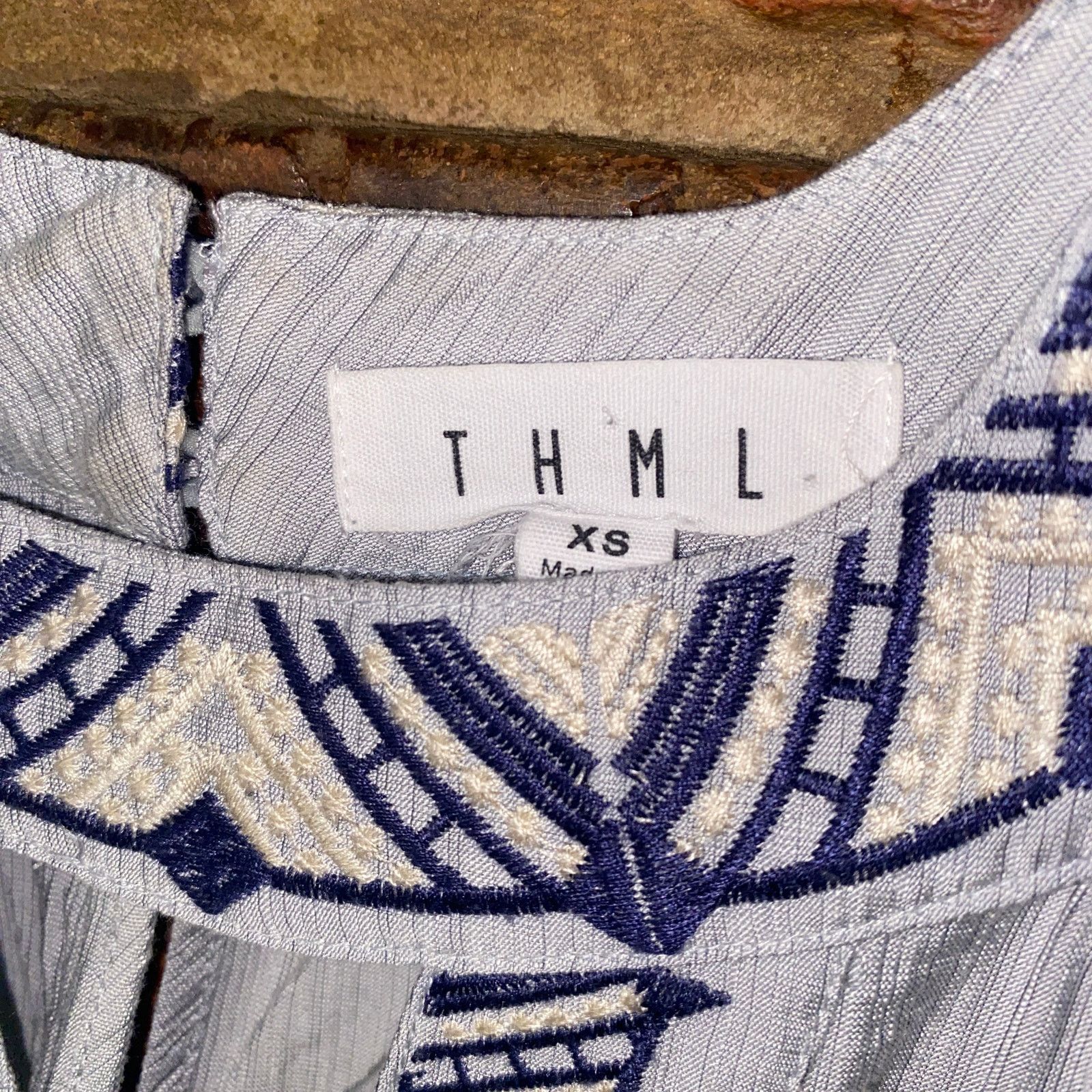 Other THML Blue Embroidered Sleeveless Keyhole Halter Tank Top XS Size XS / US 0-2 / IT 36-38 - 4 Thumbnail