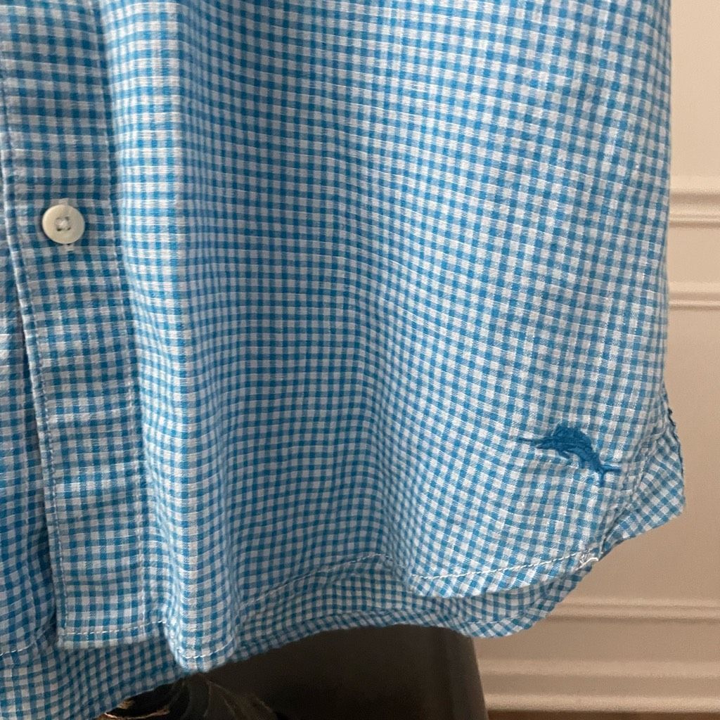 Tommy Bahama Tommy Bahama Linen Cotton Blue Gingham Short Sleeve Button U Size US M / EU 48-50 / 2 - 4 Thumbnail