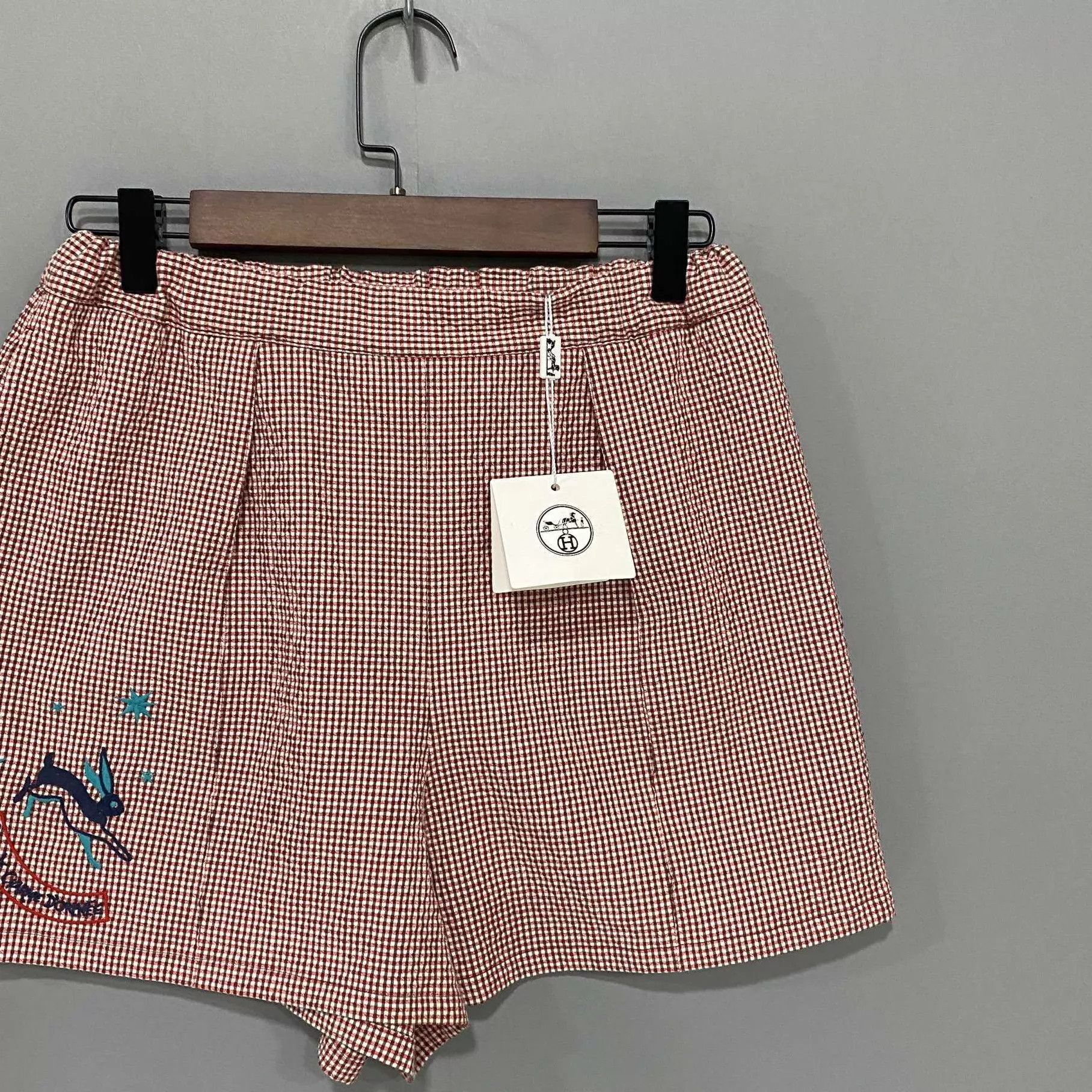 Hermes HERMES Red Mountain Check Embroidered Shorts 34 Size 25" / US 0 / IT 36 - 2 Thumbnail
