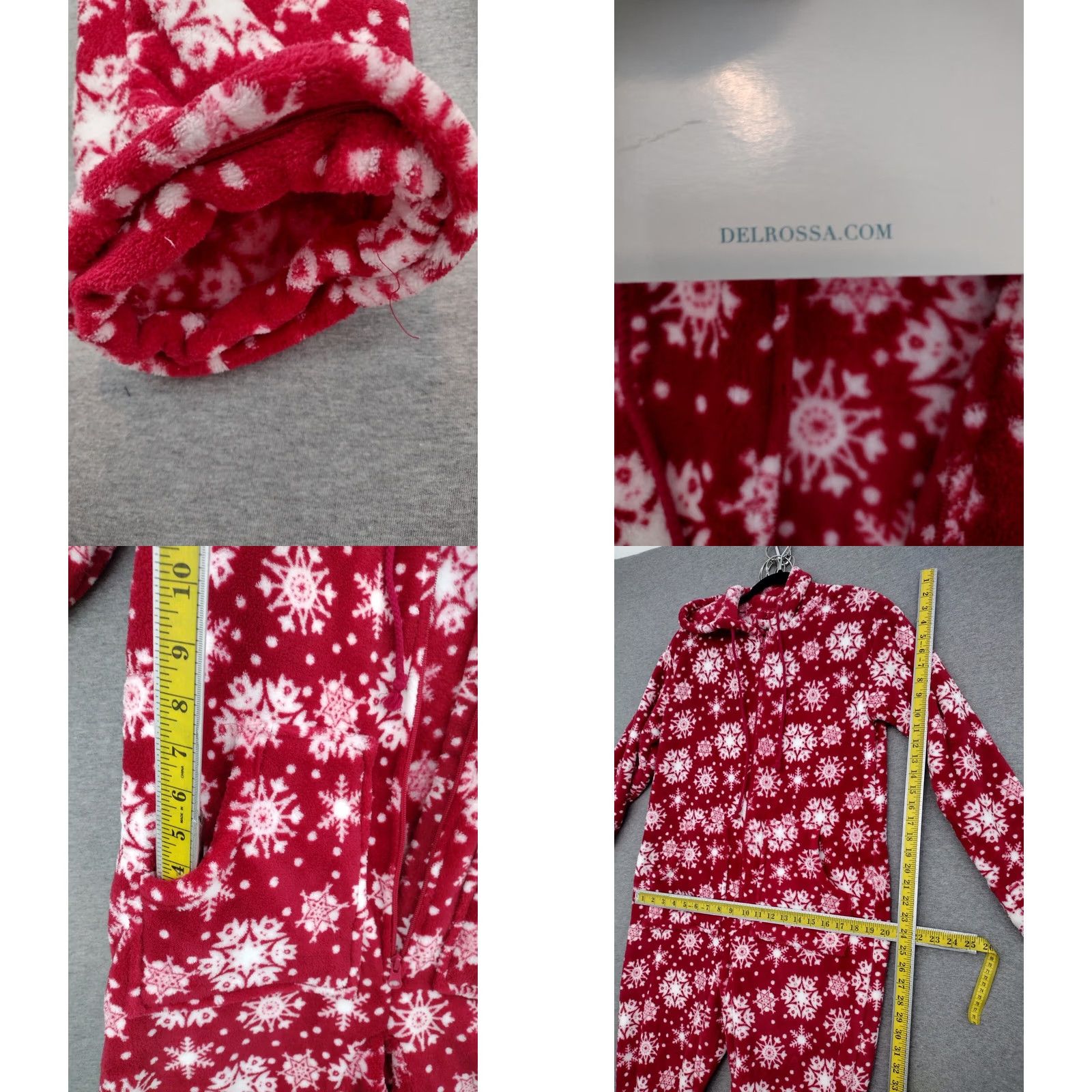 Vintage Alexander Del Rossa Women's Fleece One Piece One Zee Pajamas Footed Red/White S Size ONE SIZE - 9 Thumbnail