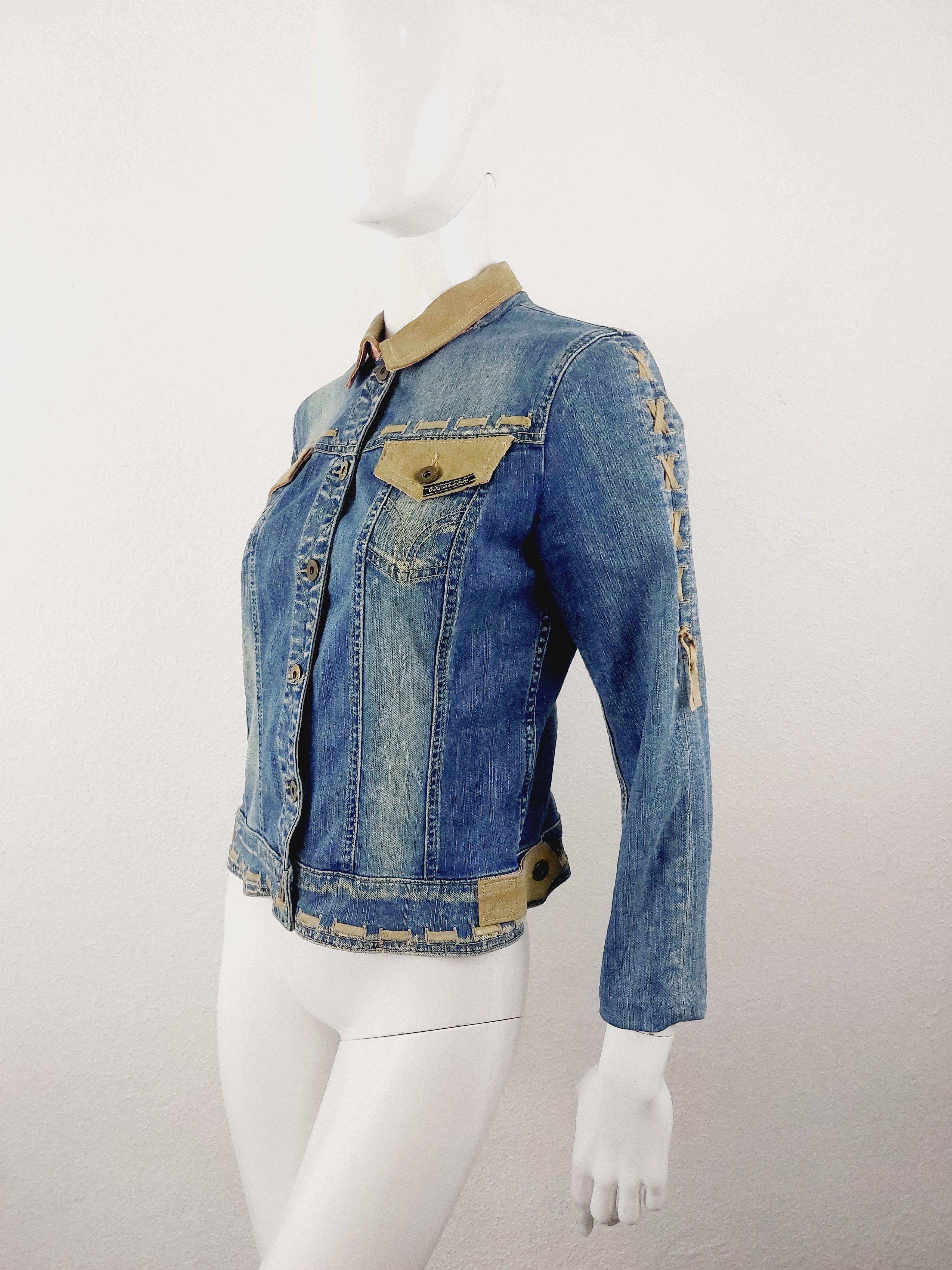 Dolce & Gabbana Dolce and Gabbana D&G Leather Trim Corset Lace-Up Jacket Size M / US 6-8 / IT 42-44 - 8 Thumbnail