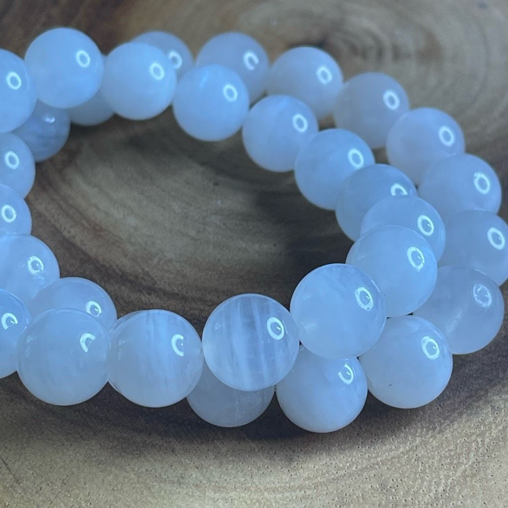 Other White Moonstone beaded bracelet 7” crystal healing beads 8mm blue flash Size ONE SIZE - 9 Thumbnail