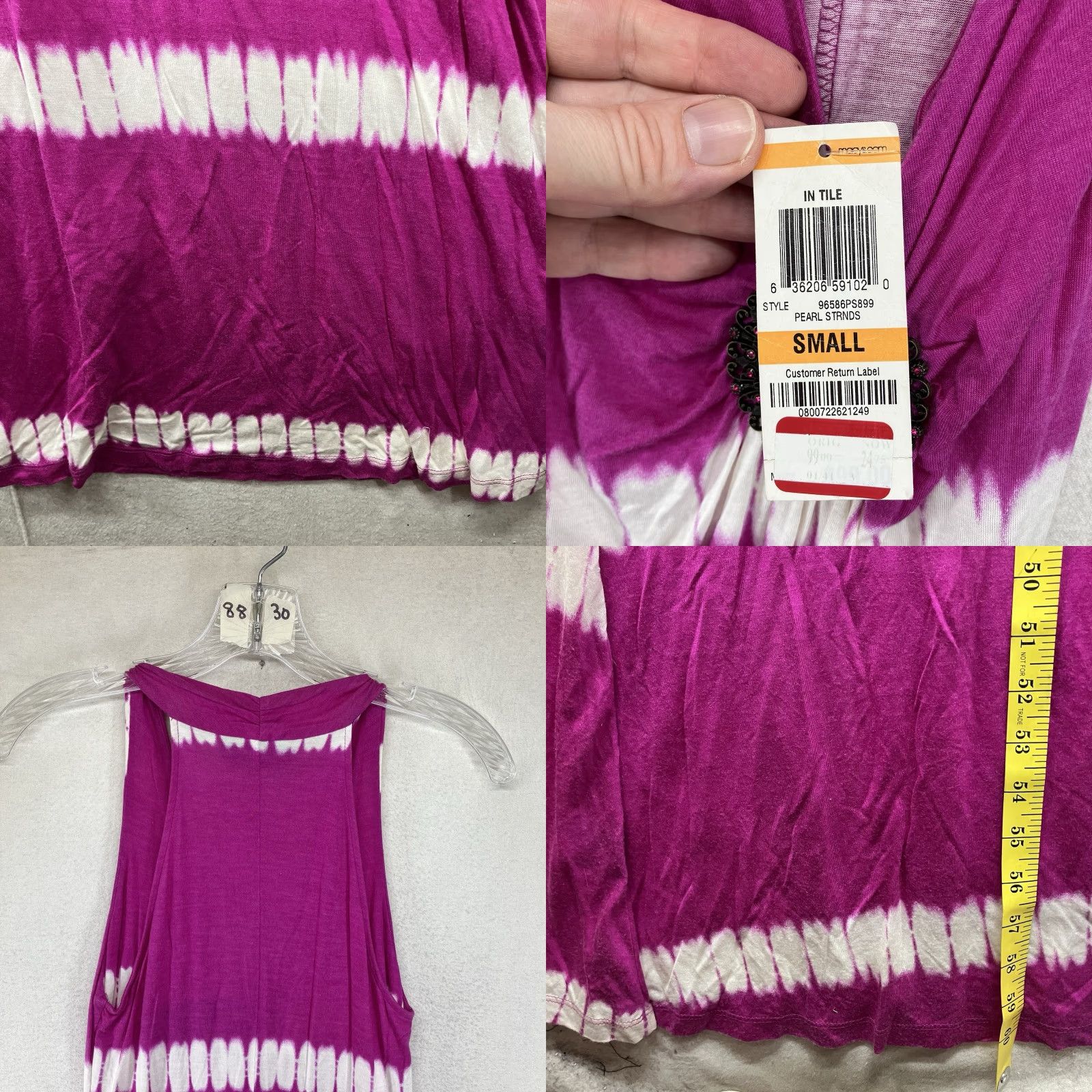 Vintage VINTAGE INC International Concepts Women’s Dress Sleeveless Long Pink Tie-Dye Y2K Bohemian Beach Party Formal 90s Size S / US 4 / IT 40 - 8 Thumbnail
