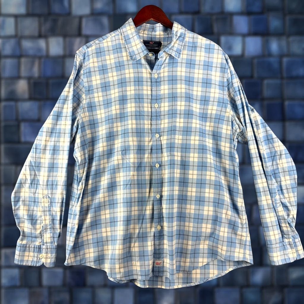 Vineyard Vines Vineyard Vines Shirt Mens XL Slim Fit Blue White Plaid Button Down Pocket Size US XL / EU 56 / 4 - 1 Thumbnail