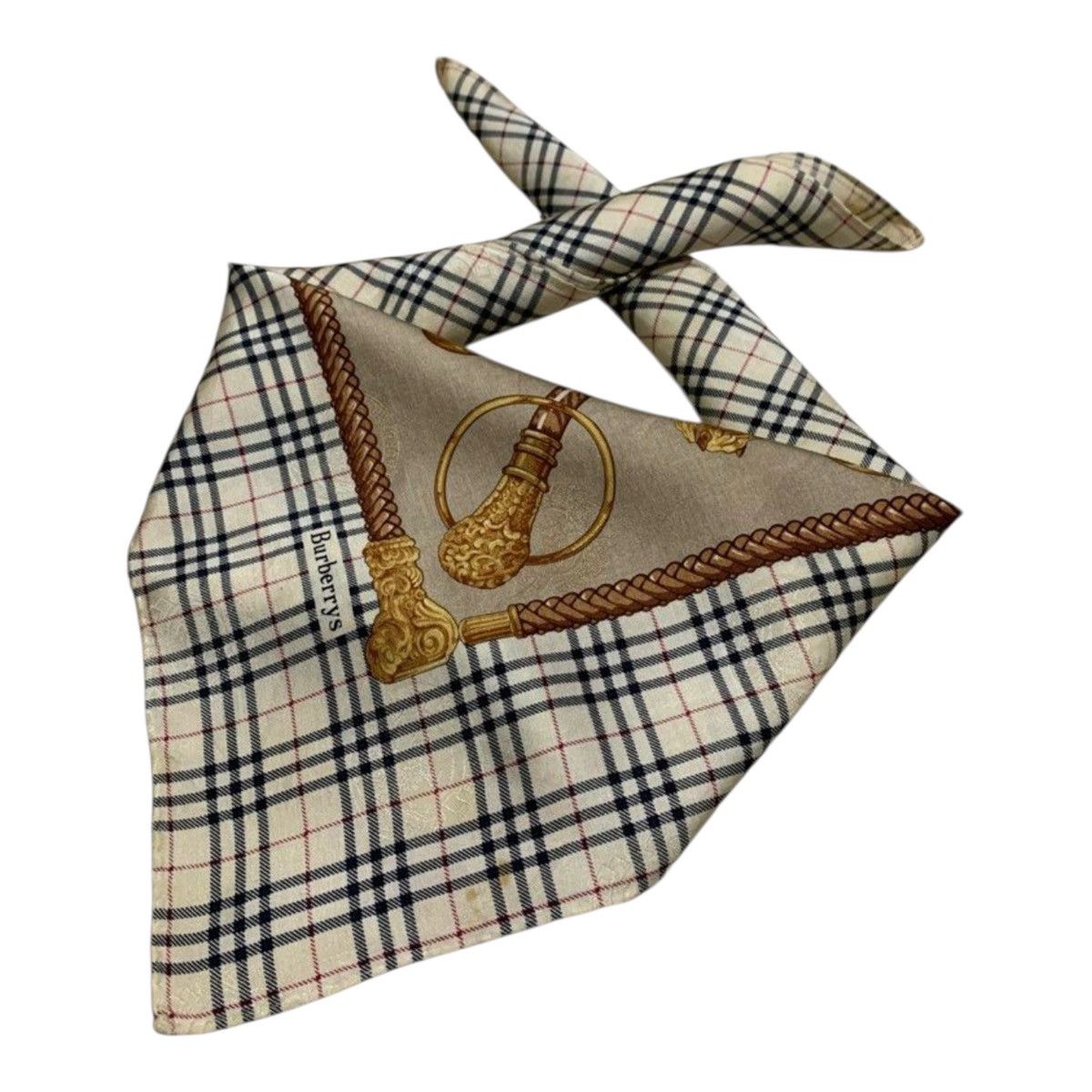 Burberry Vtg Burberrys Silk Scarf Nova Check Equestrian Walking Stick Size ONE SIZE - 1 Thumbnail