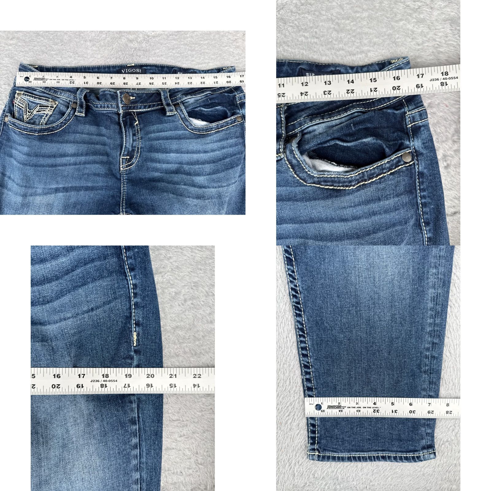 Vintage VIGOSS Jeans Womens 12 Blue Denim Carpi Embroidered Mid Rise Cotton Blend 32x21 Jeans Size 34" / US 12 / IT 48 - 9 Thumbnail