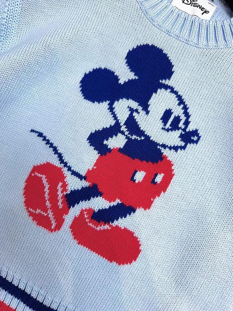 Prada Miu Miu Blue Red Mickey Knit Top-2506 Size L / US 10 / IT 46 - 4 Thumbnail