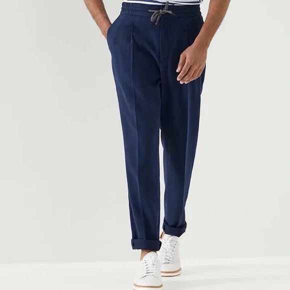 image of Brunello Cucinelli O1W1Db10424 Pants In Dark Blue, Men's (Size 34)