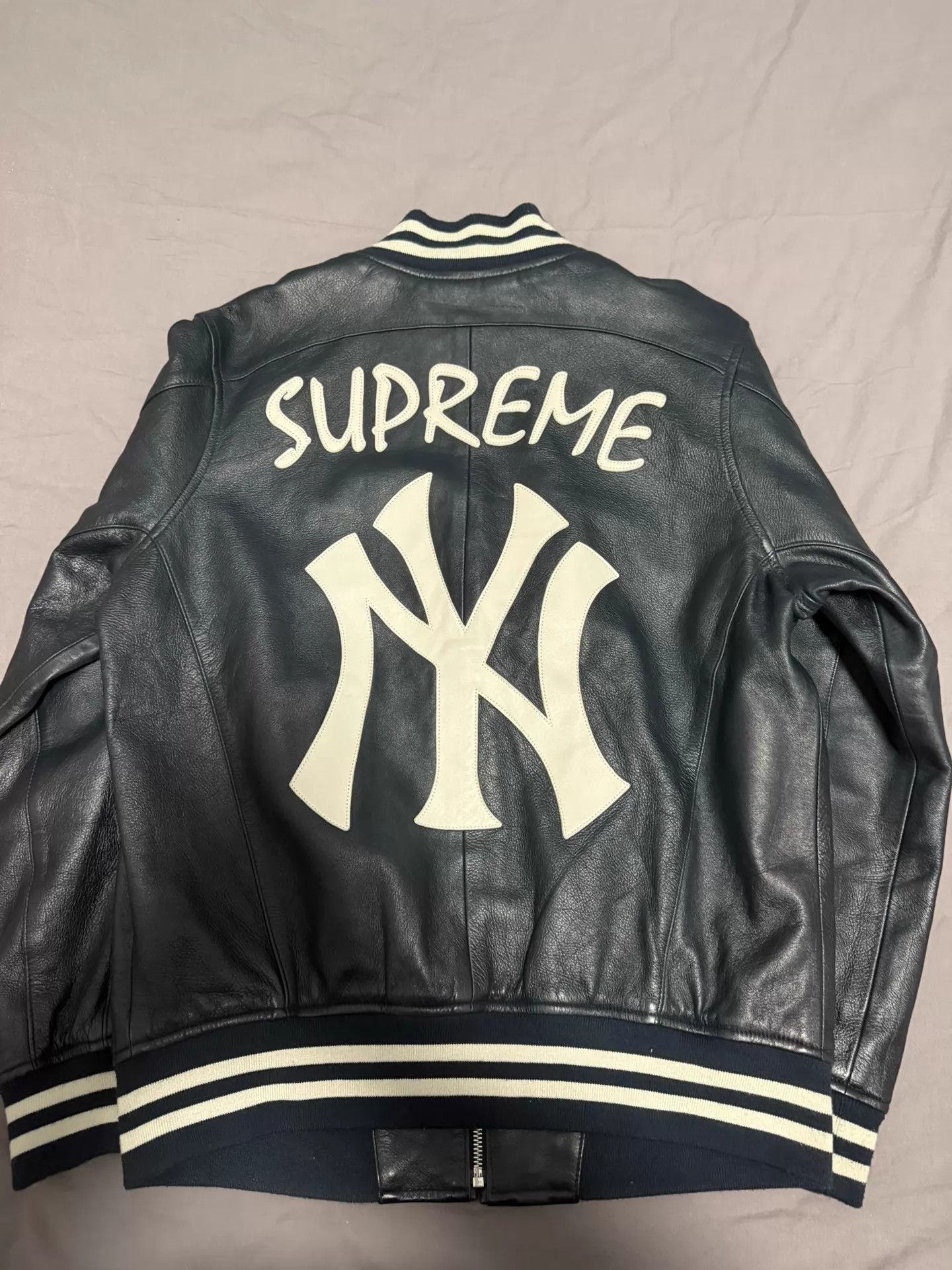 Supreme Supreme Court Cards Hooded Leather Jacket Size M NWT | Grailed