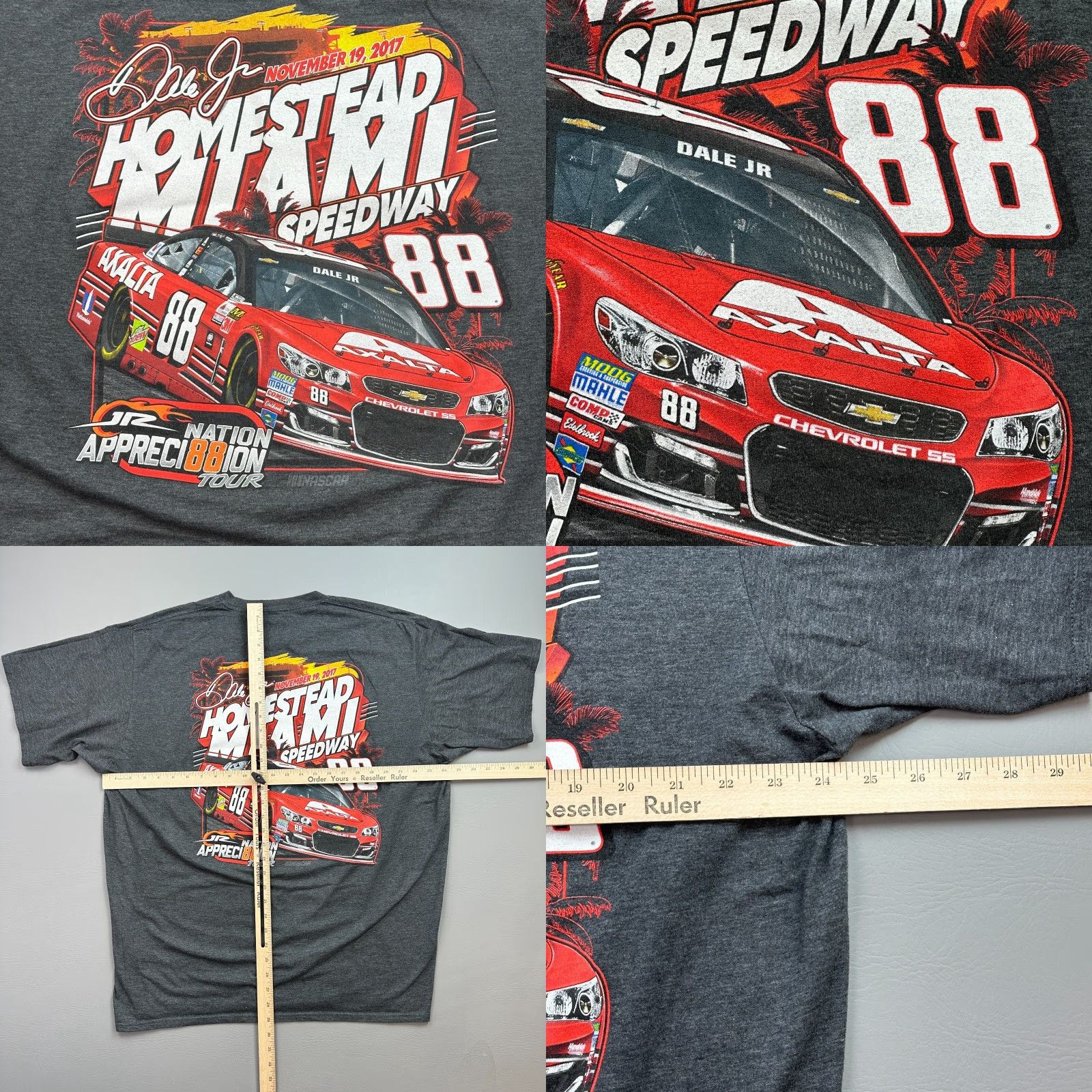 Vintage NASCAR Shirt Mens 3XL Gray Fanatics Dale Jr Nation Appreciation Tour 2017 #88 Size US XXL / EU 58 / 5 - 8 Thumbnail
