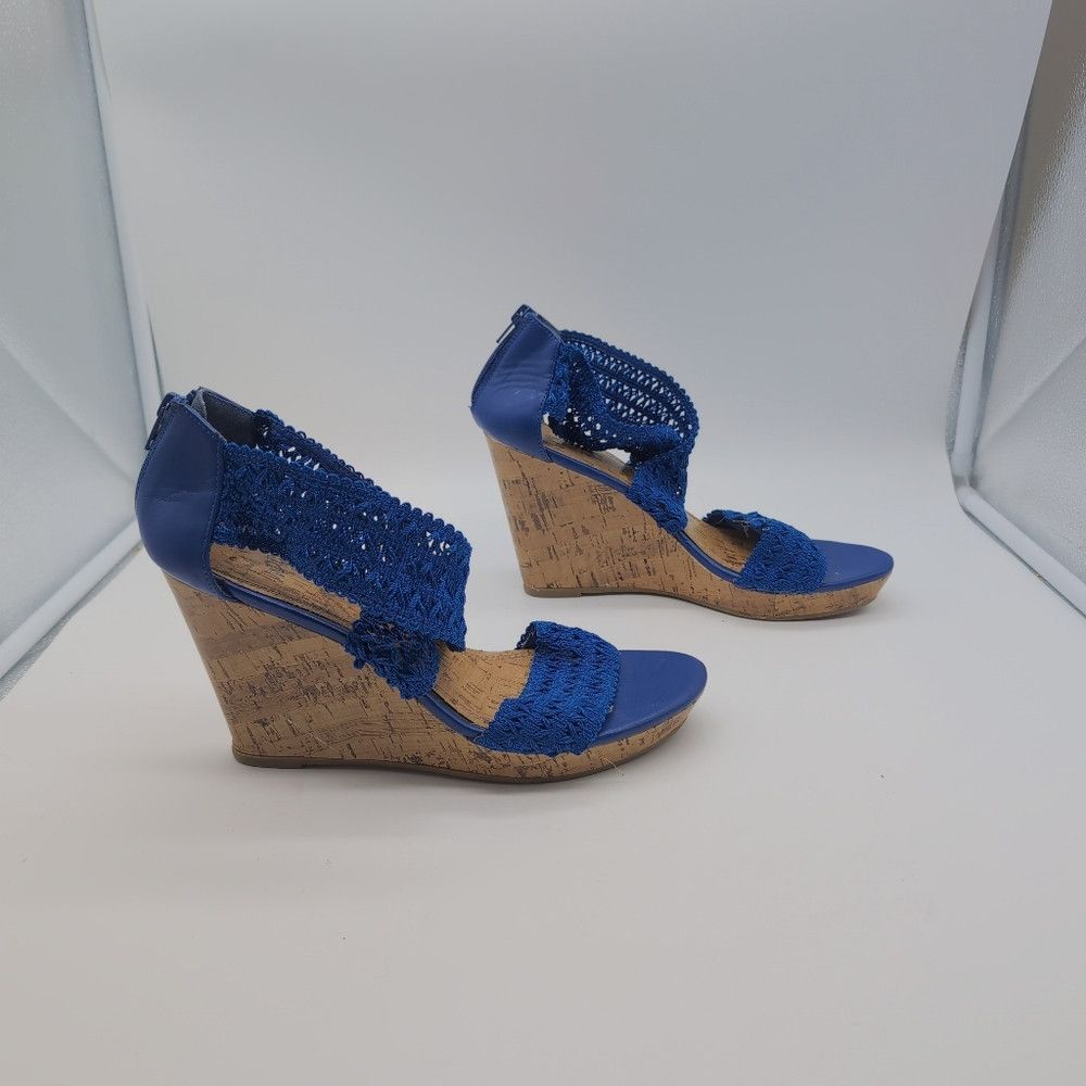 Other Impo Royal Blue Crochet Wedge Sandals Sz 10.5 Size US 10.5 / IT 40.5 - 6 Thumbnail