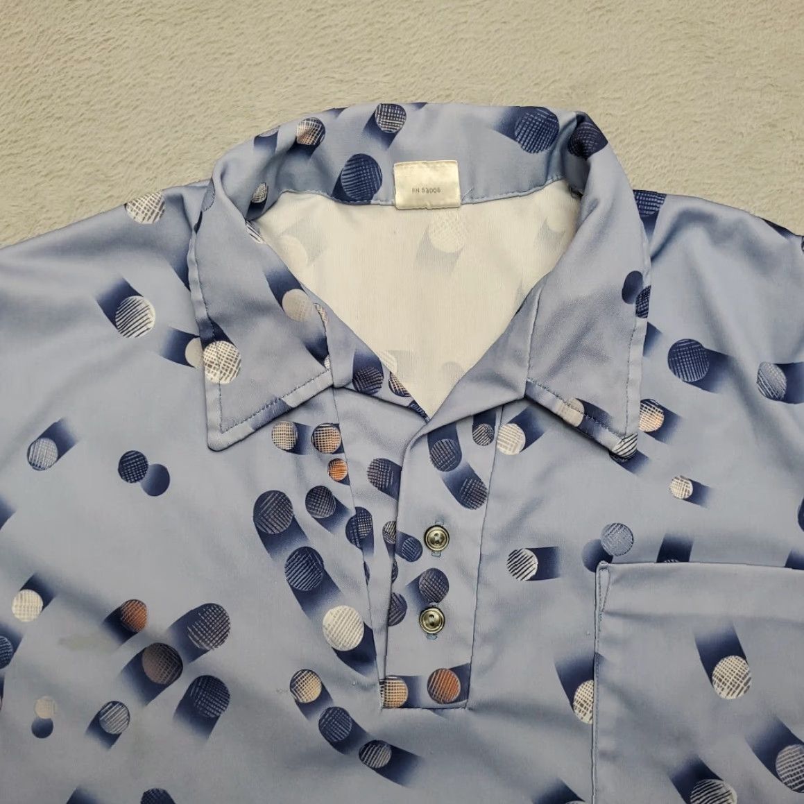 Vintage VINTAGE Stuart Mann Polo Shirt Men L Blue Golf Ball Print Grandpa Core 70s Retro Size US L / EU 52-54 / 3 - 4 Thumbnail