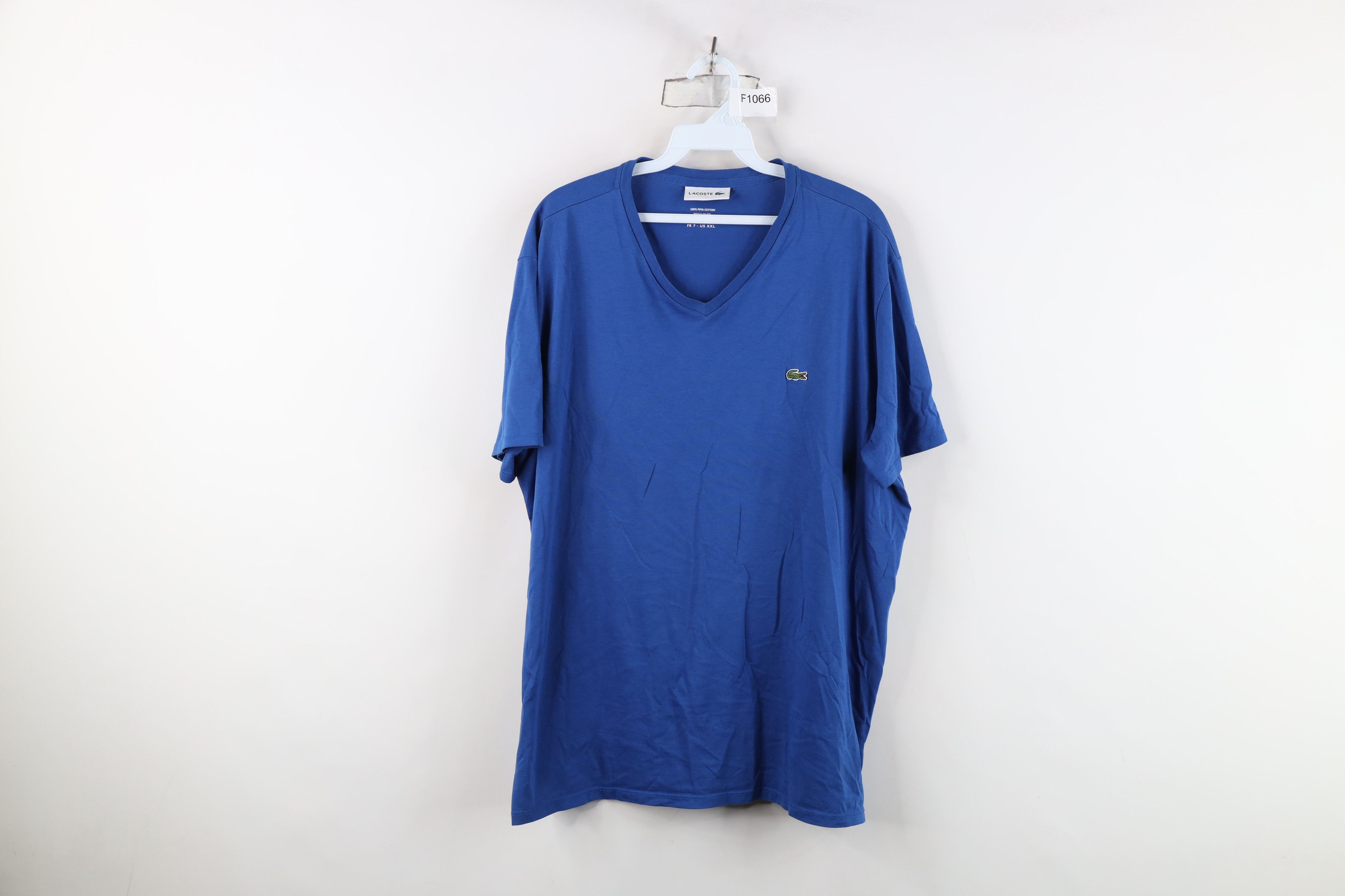 Lacoste Lacoste Logo Pima Cotton Short Sleeve V-Neck T-Shirt Blue Size US XXL / EU 58 / 5 - 1 Thumbnail