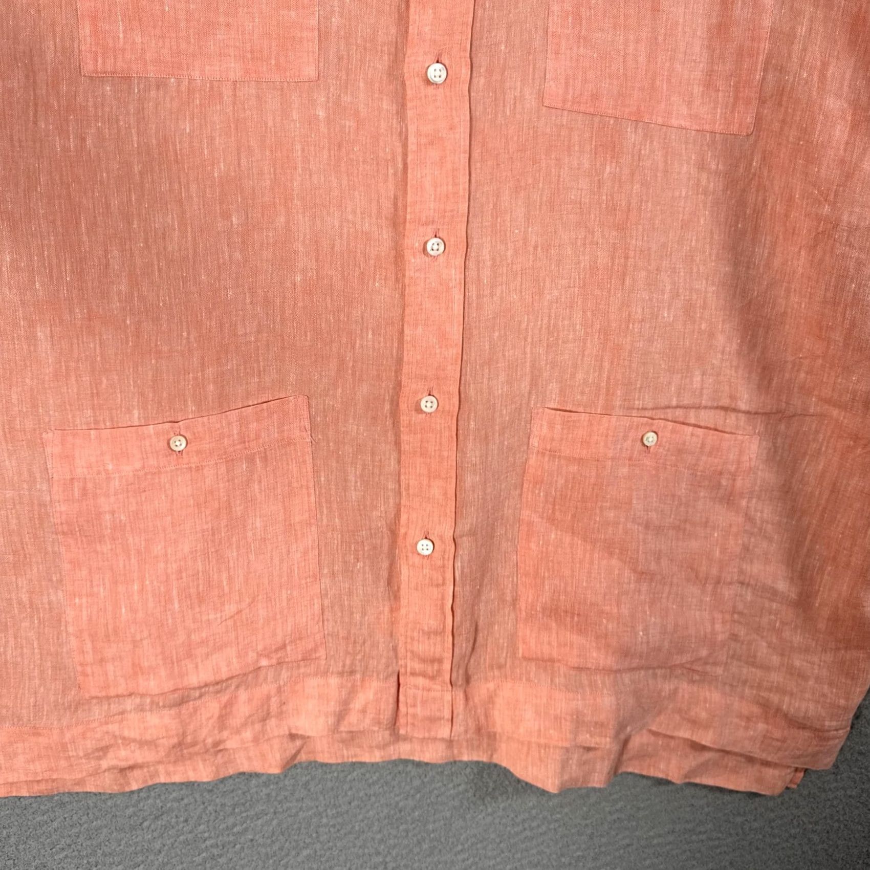 Sid Mashburn Sid Mashburn Linen Shirt Mens XL Cuban Guayabera Short Sleeve Four Pocket Size US XL / EU 56 / 4 - 5 Thumbnail