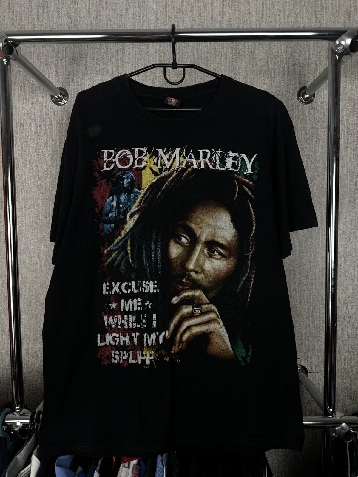 Band Tees × Vintage Bob Marley EXCUSE ME WHILS I LIGHT MY SPLFF Rock Yeah Tee Size US XL / EU 56 / 4 - 2 Thumbnail