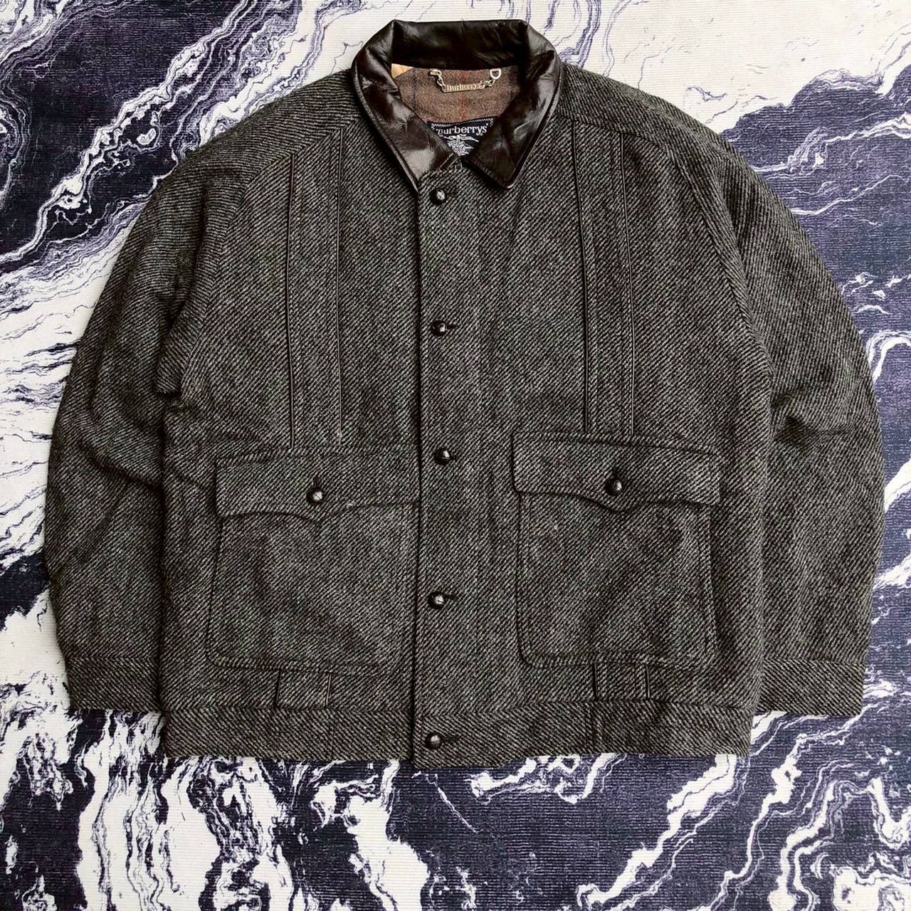 Burberry Vintage 90s Burberrys Wool Jacket Leather Collar Size US M / EU 48-50 / 2 - 1 Thumbnail