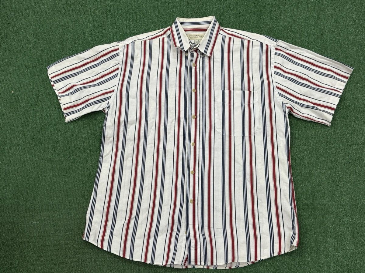 Vintage Vintage 90s Natural Issue Striped Single Stitch Shirt Size US XL / EU 56 / 4 - 1 Thumbnail