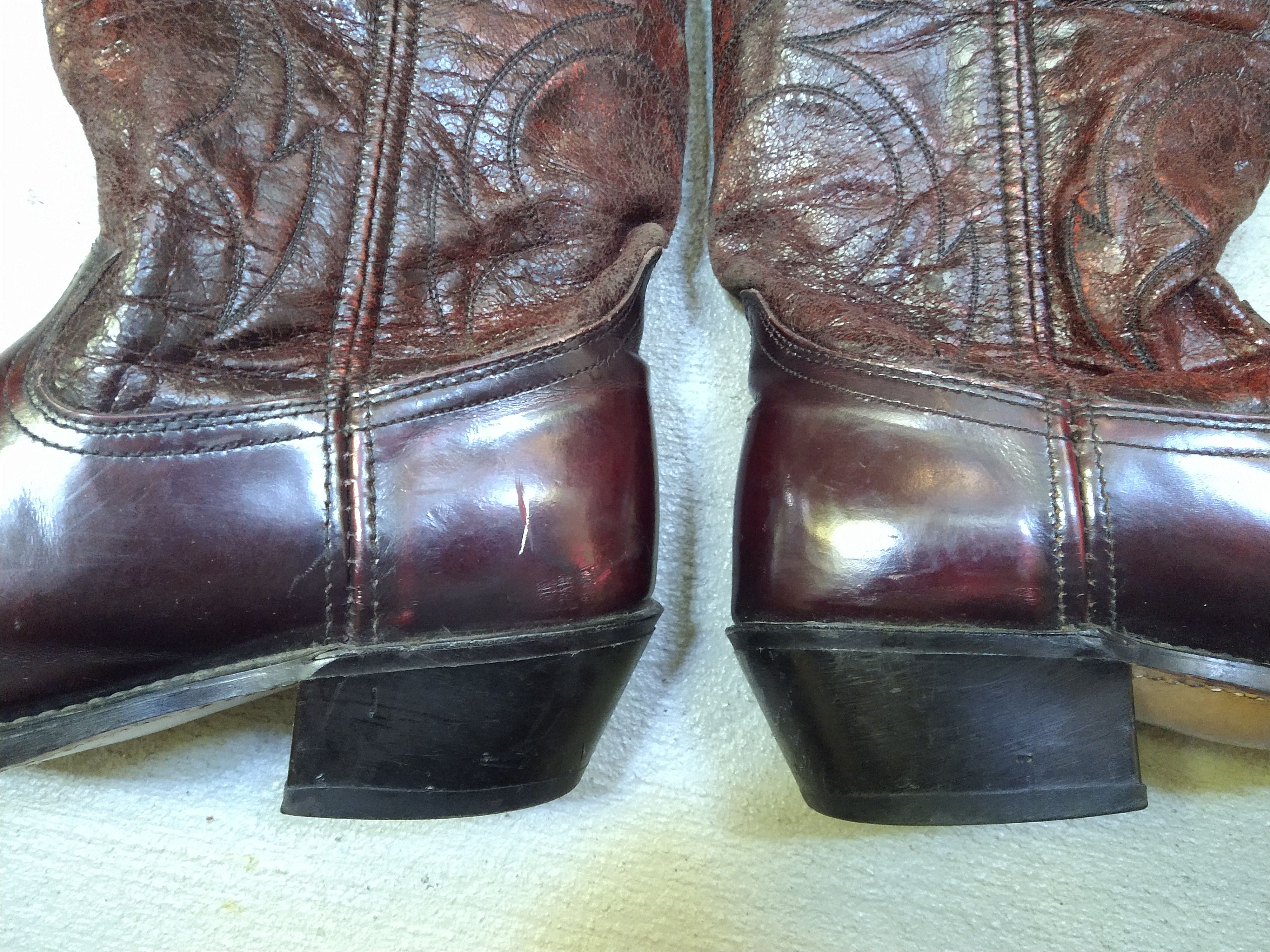 Genuine Leather Vintage Cowboy Boots Size 7 D Burgundy Red Leather Botas Size US 7 / EU 40 - 9 Thumbnail