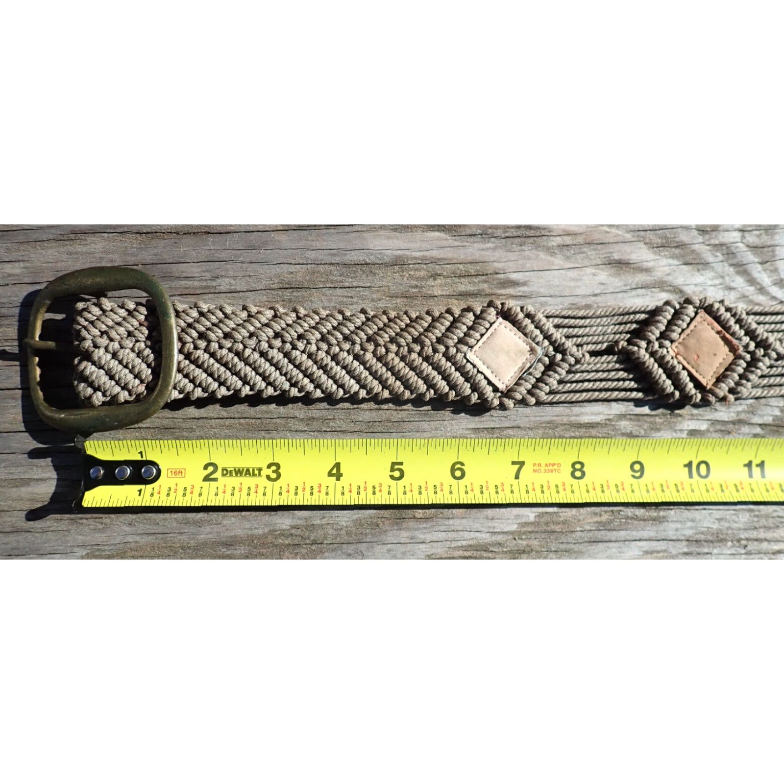 Roper Vintage Women's 1970s Boho Hippie Macrame Leather-Style Belt Brown Adjustable 26-34 Inches Size ONE SIZE - 5 Thumbnail