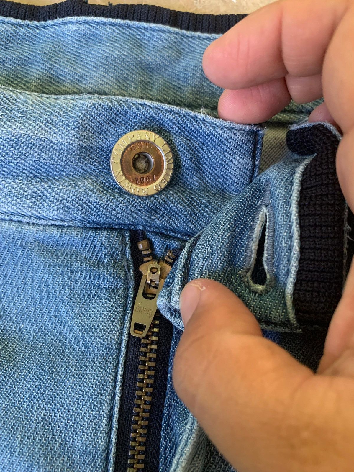 Edwin Edwin Jersey Repaired Knee Distressed Denim Size US 30 / EU 46 - 6 Thumbnail